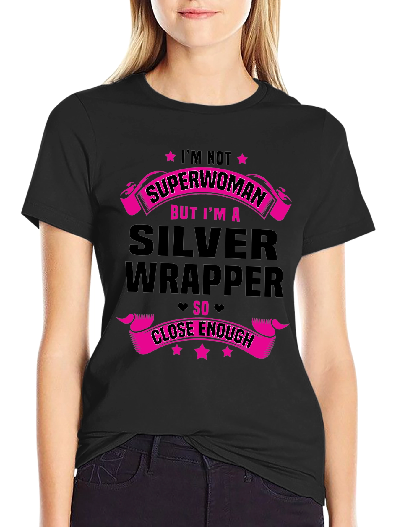 Silver Wrapper T-Shirt - Close Enough Superwoman Tee