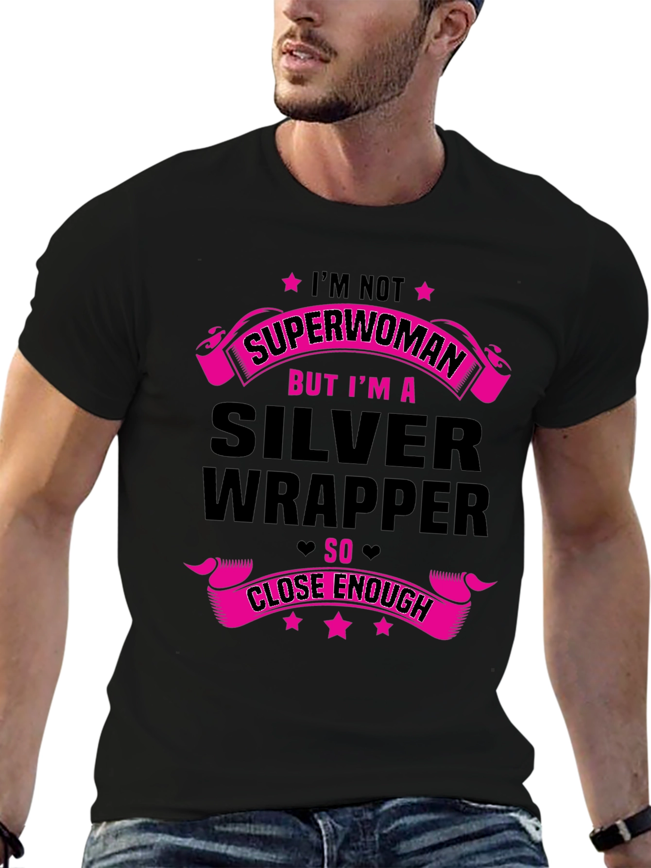 Silver Wrapper T-Shirt - Close Enough Superwoman Tee