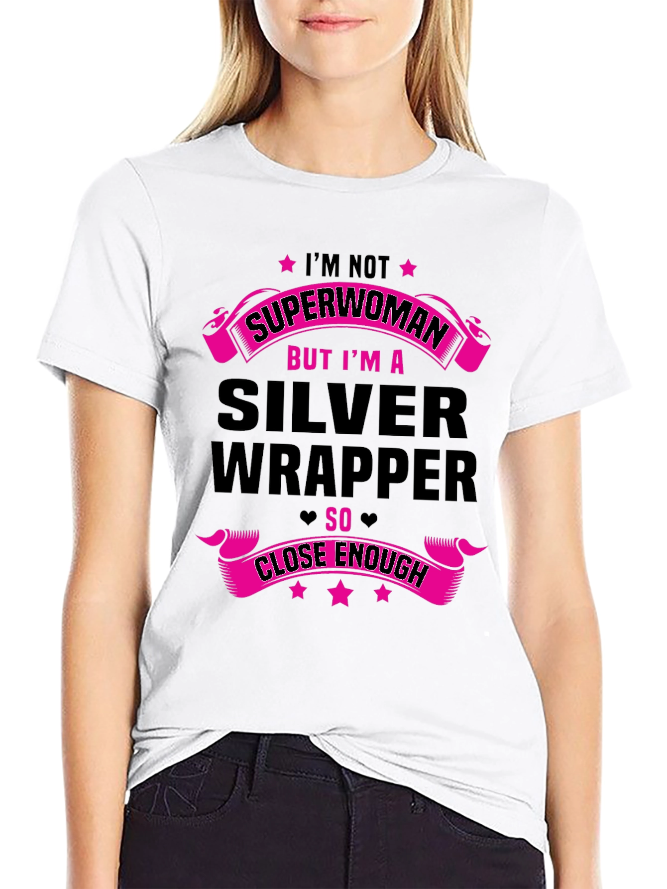 Silver Wrapper T-Shirt - Close Enough Superwoman Tee