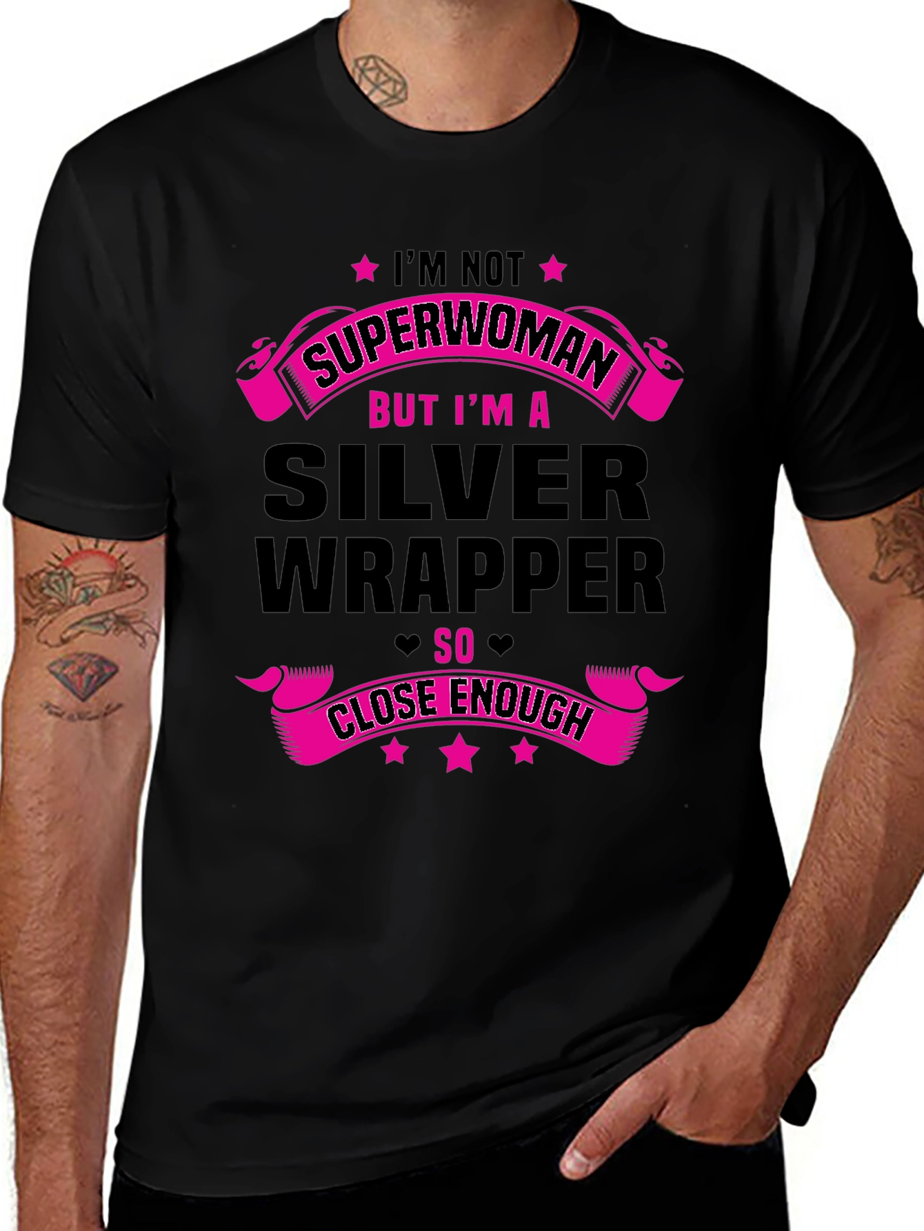 Silver Wrapper T-Shirt - Close Enough Superwoman Tee