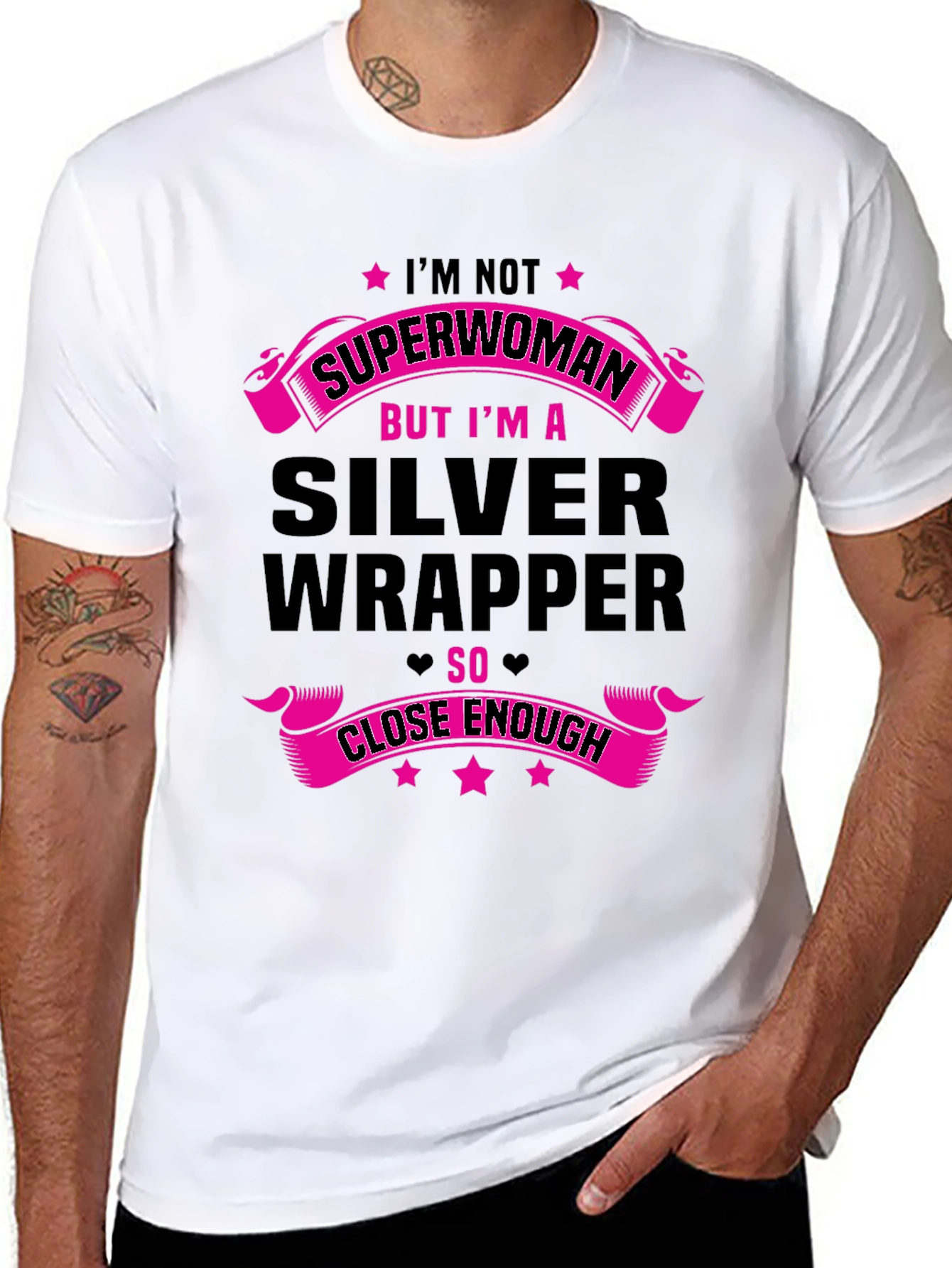 Silver Wrapper T-Shirt - Close Enough Superwoman Tee