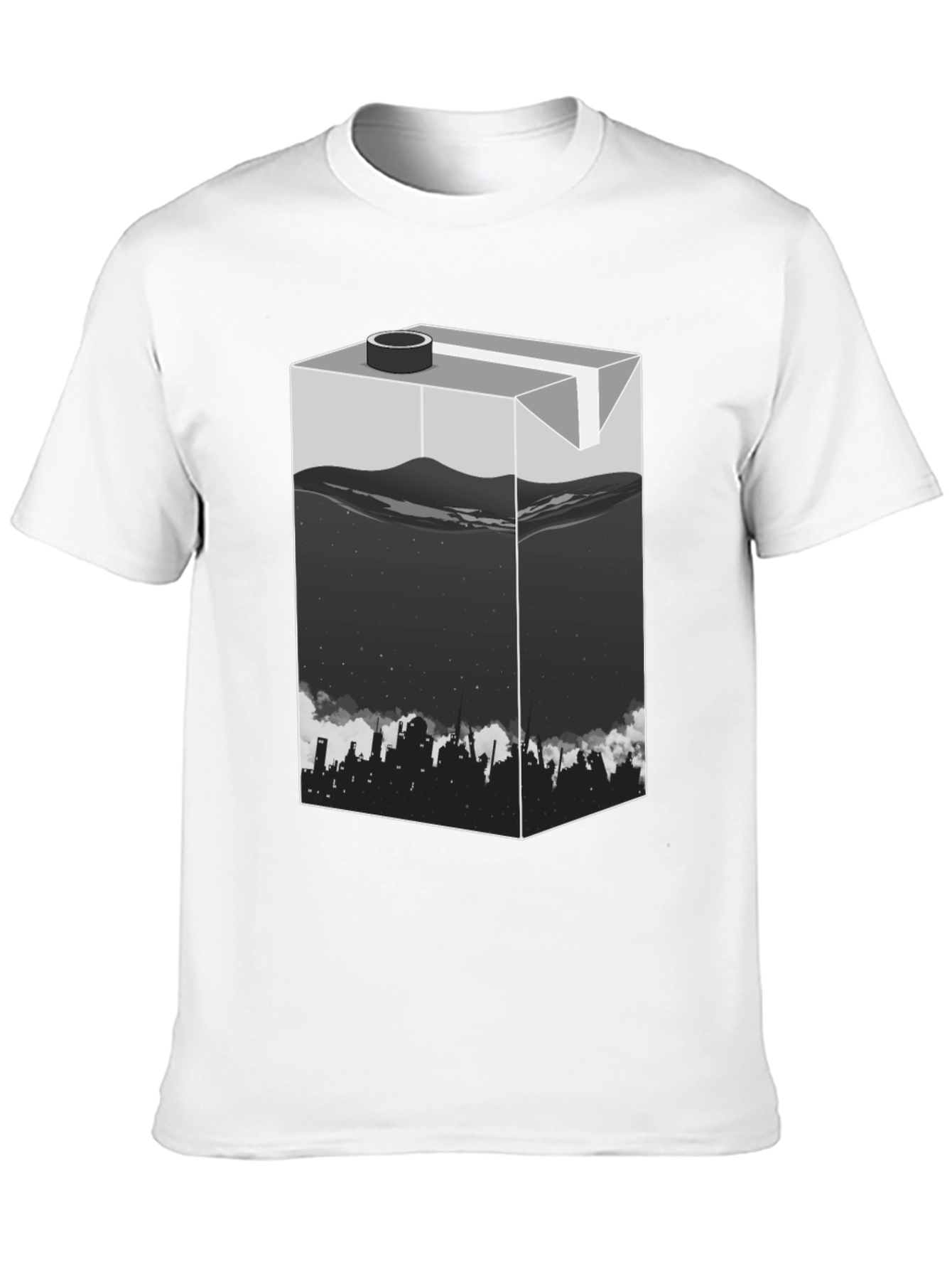 Urban T-Shirt: Milk Carton Cityscape Design