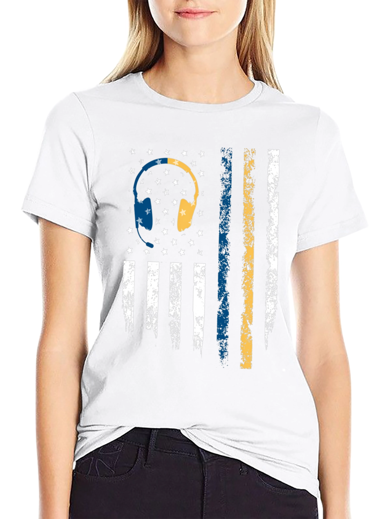 Headphone American Flag Graphic Tee