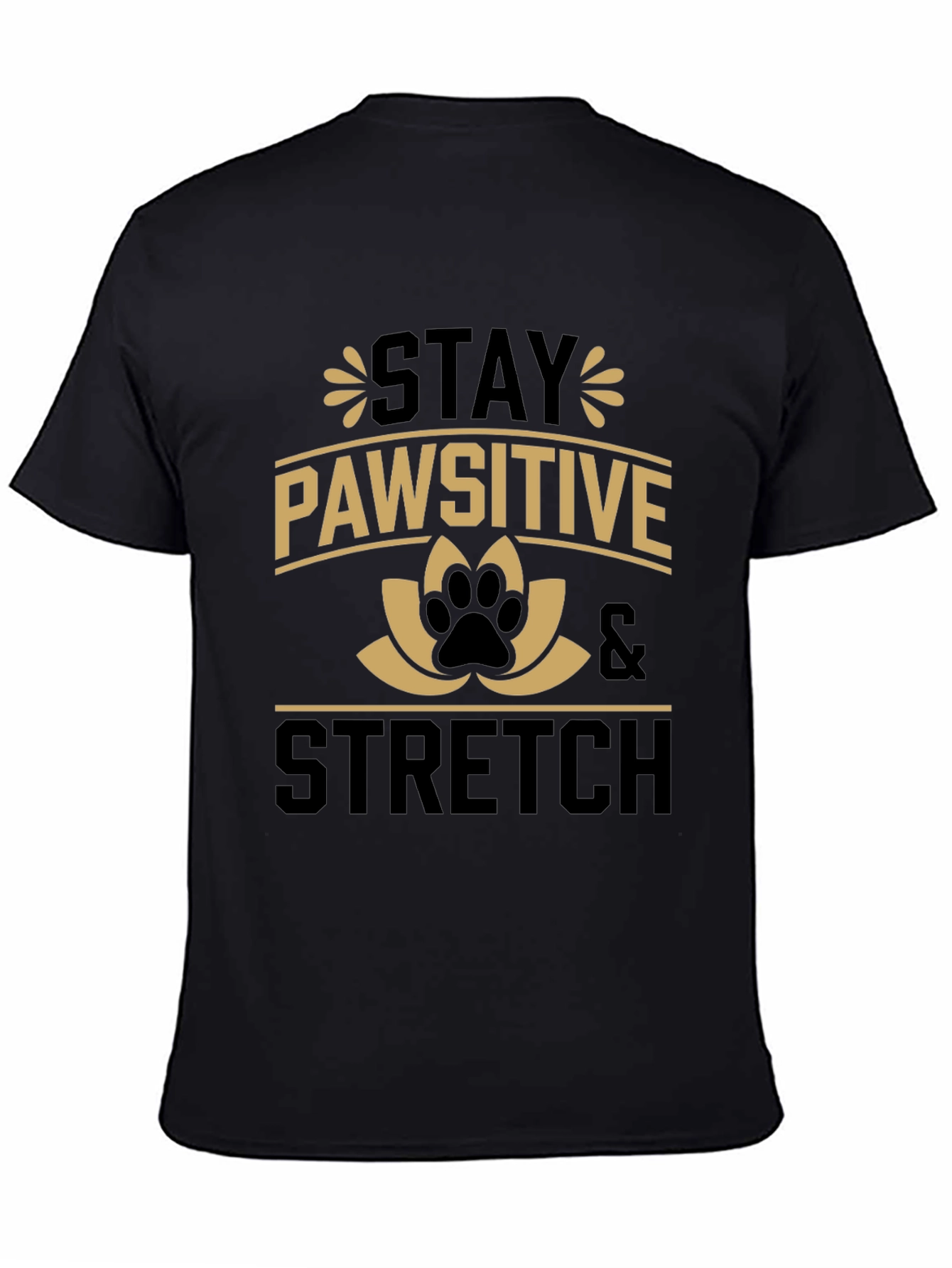 Stay Pawsitive Stretch Black Graphic Tee