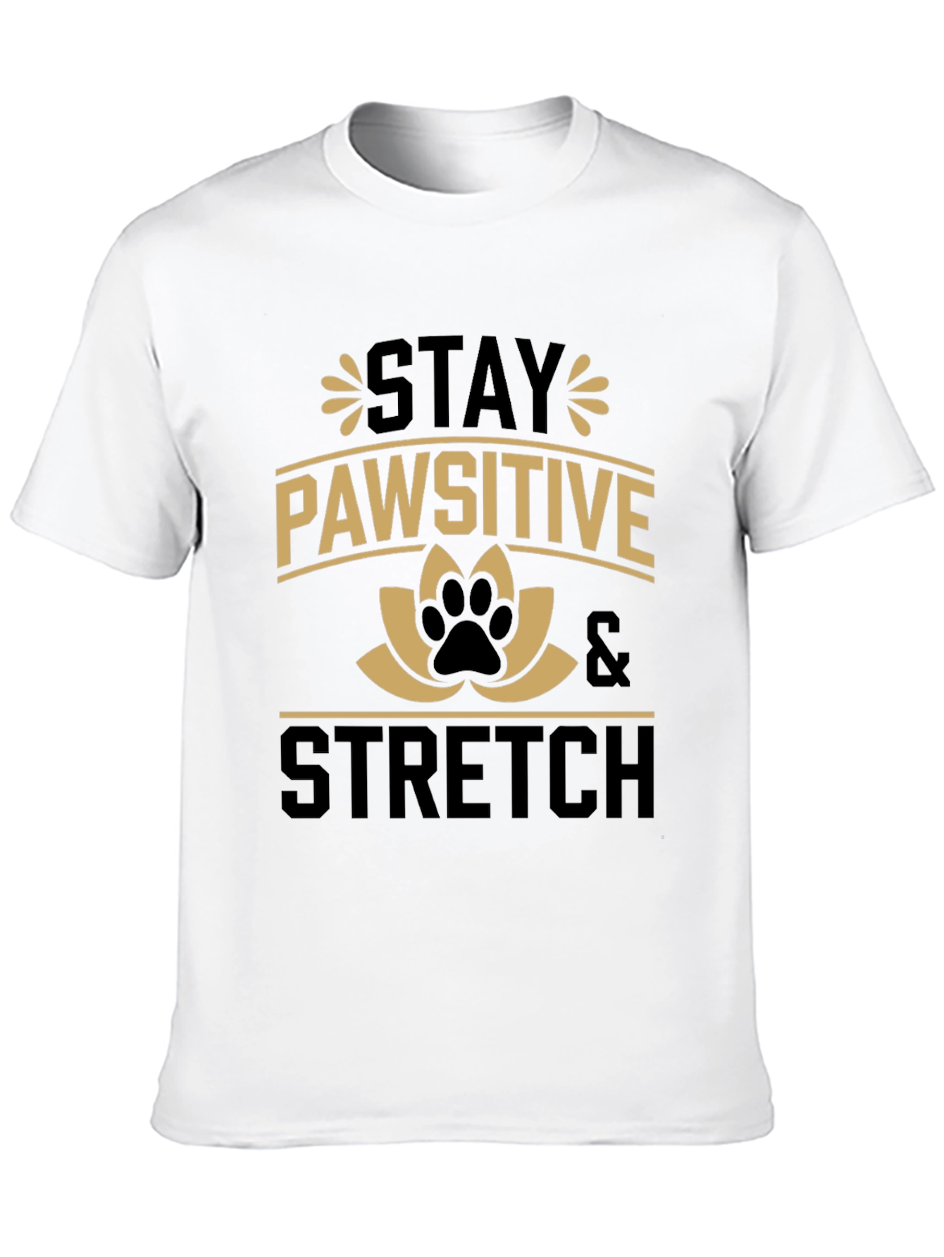Stay Pawsitive Stretch Black Graphic Tee