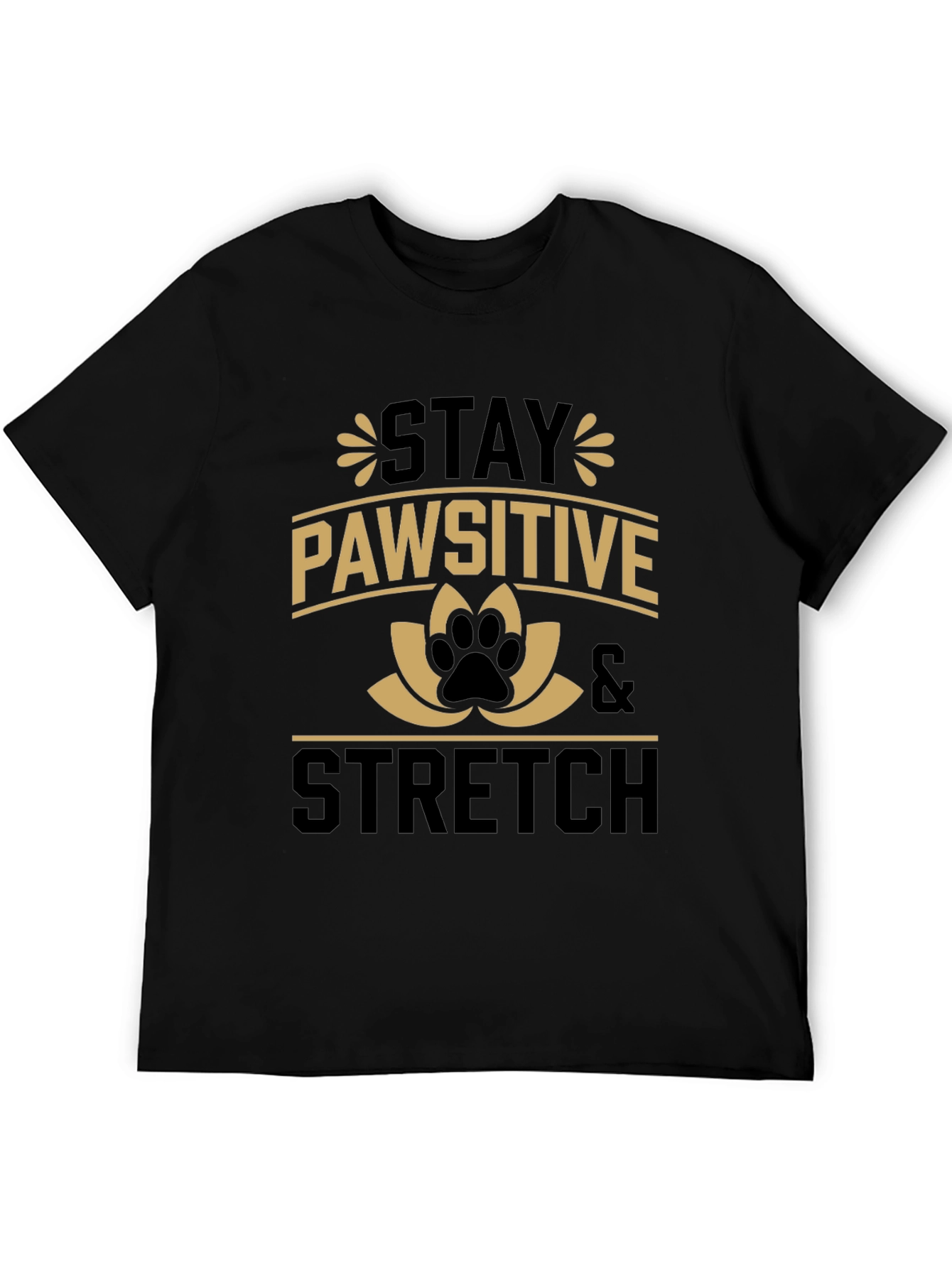 Stay Pawsitive Stretch Black Graphic Tee