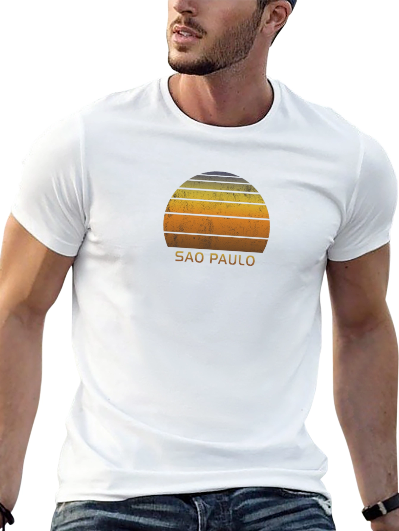 Sao Paulo Retro Sunset Graphic T-Shirt - Black