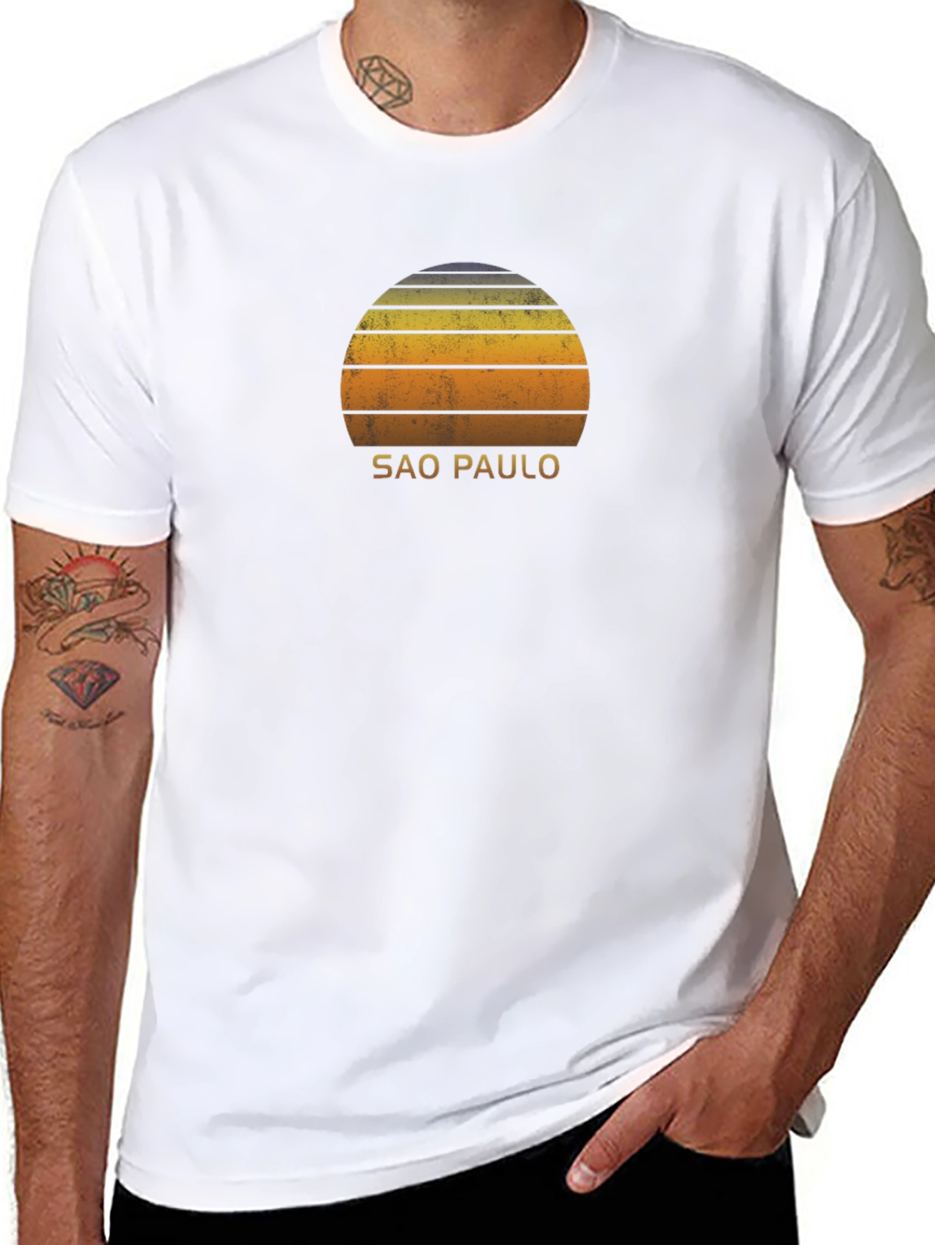 Sao Paulo Retro Sunset Graphic T-Shirt - Black
