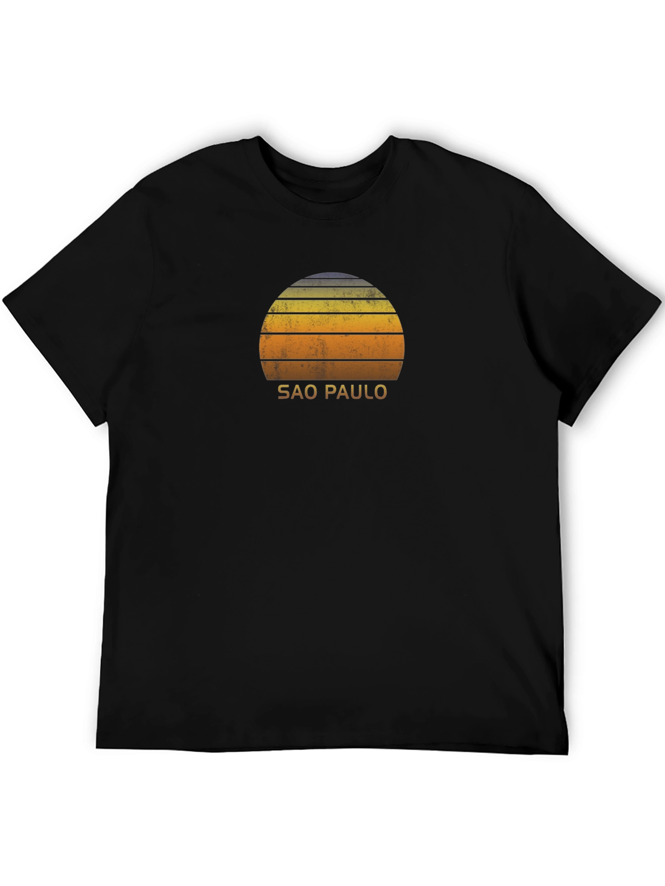 Sao Paulo Retro Sunset Graphic T-Shirt - Black