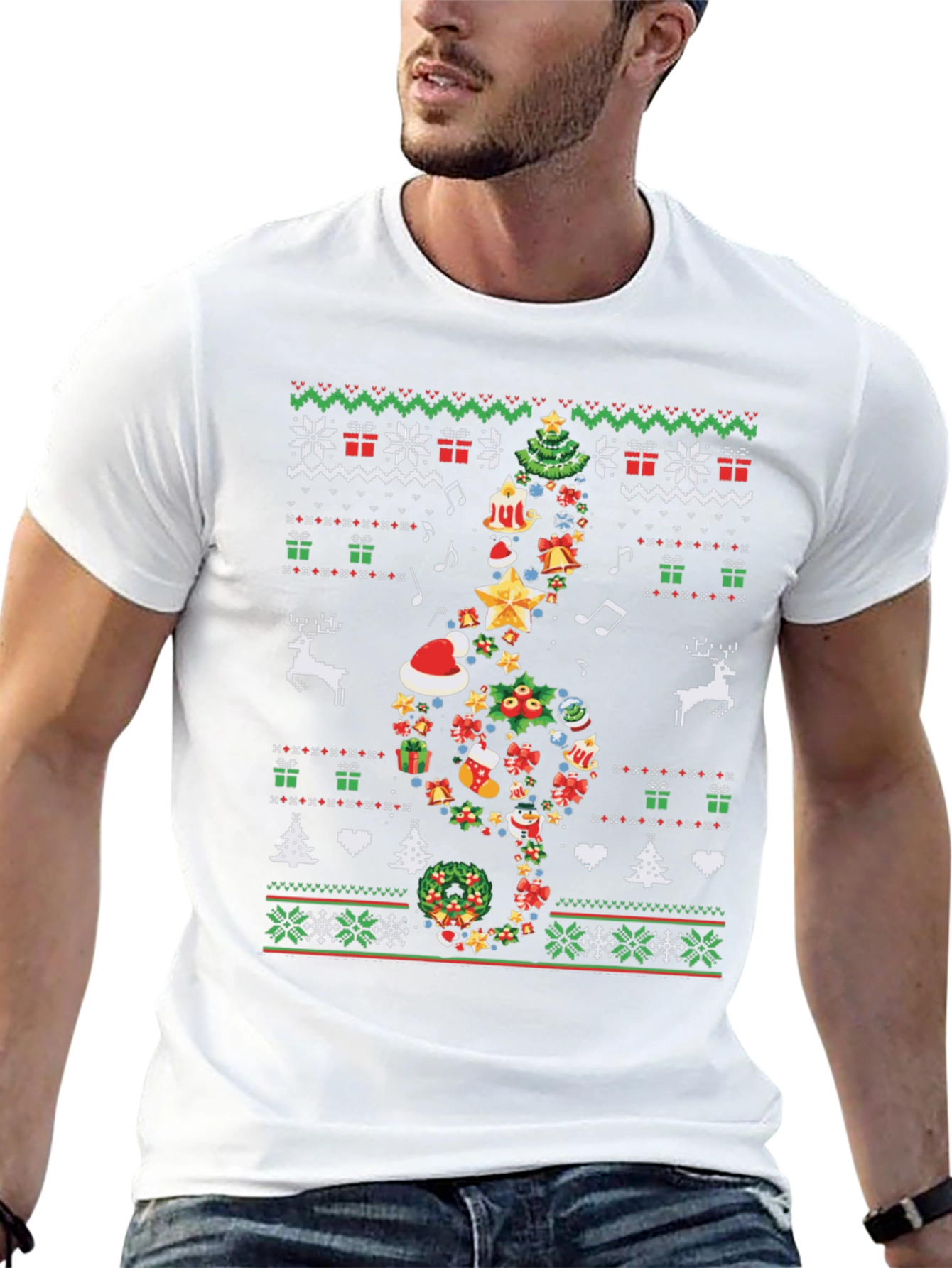 Ugly Christmas Sweater Pattern T-Shirt