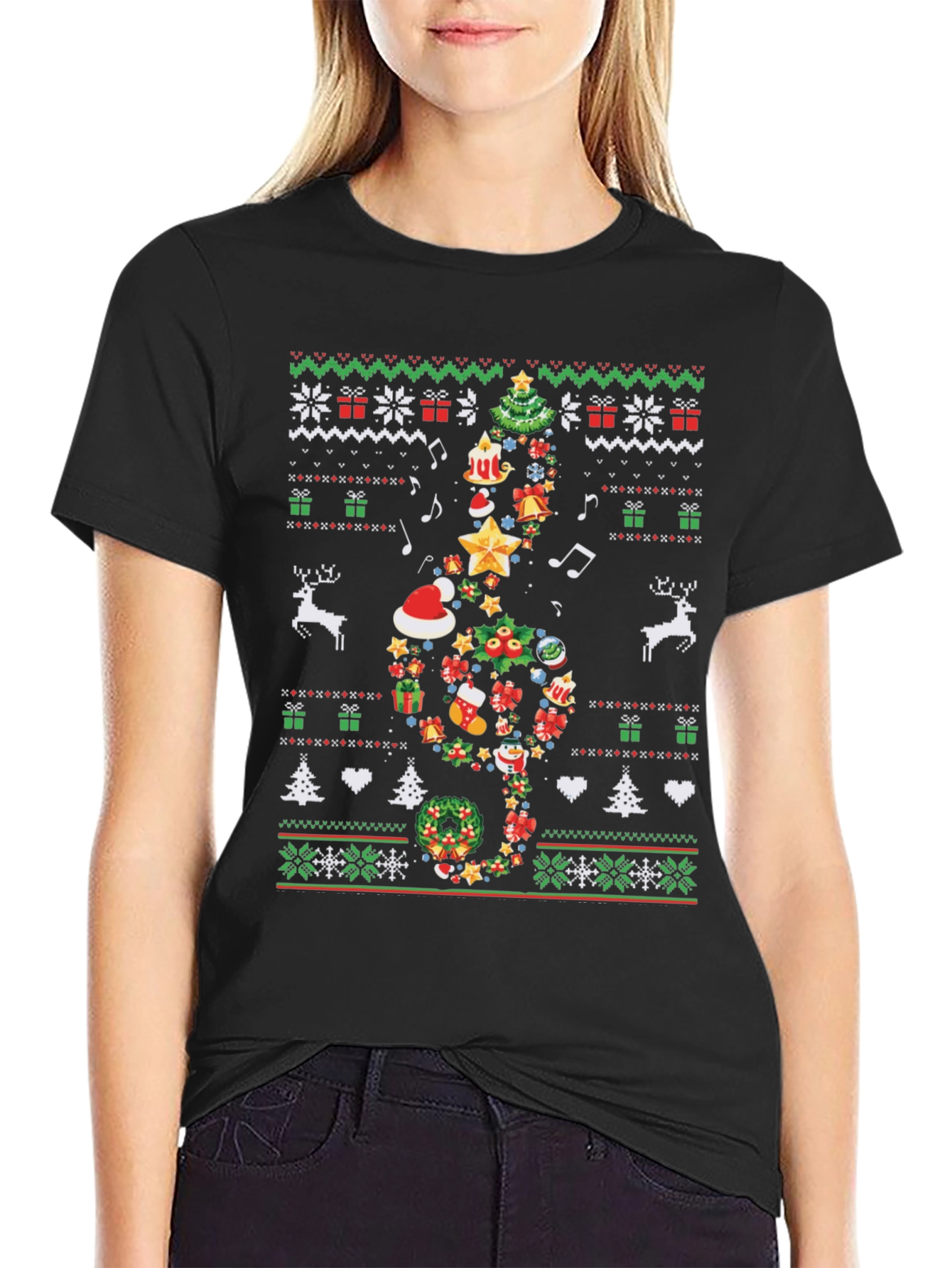 Ugly Christmas Sweater Pattern T-Shirt