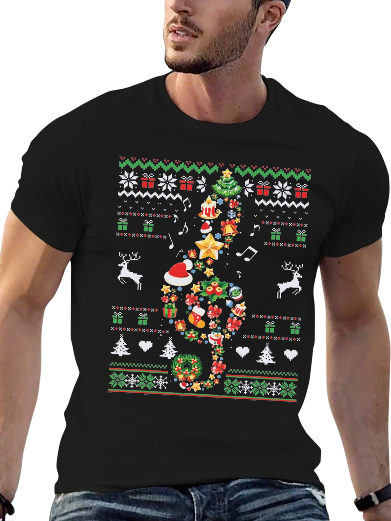 Ugly Christmas Sweater Pattern T-Shirt