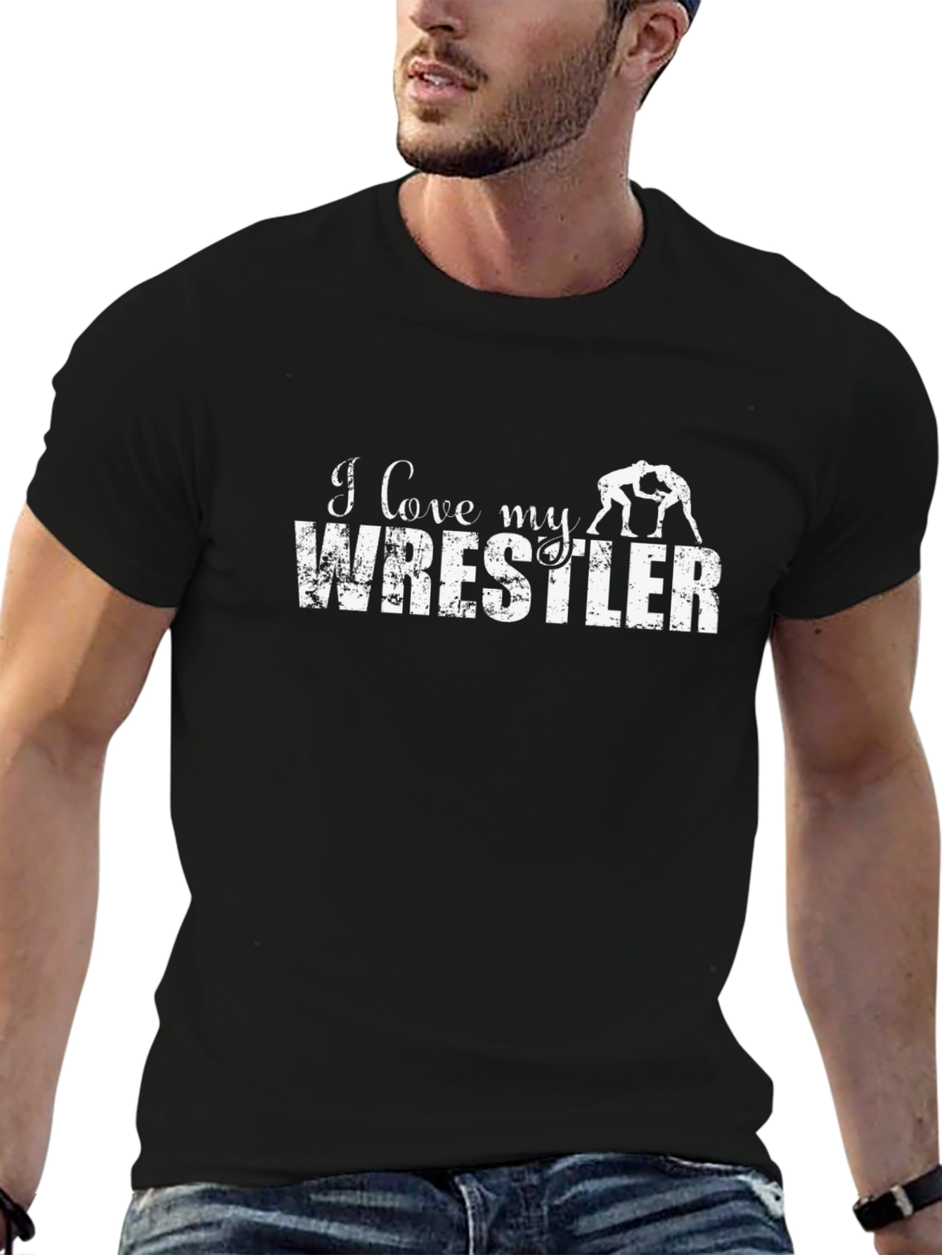 I Love My Wrestler T-Shirt - Black