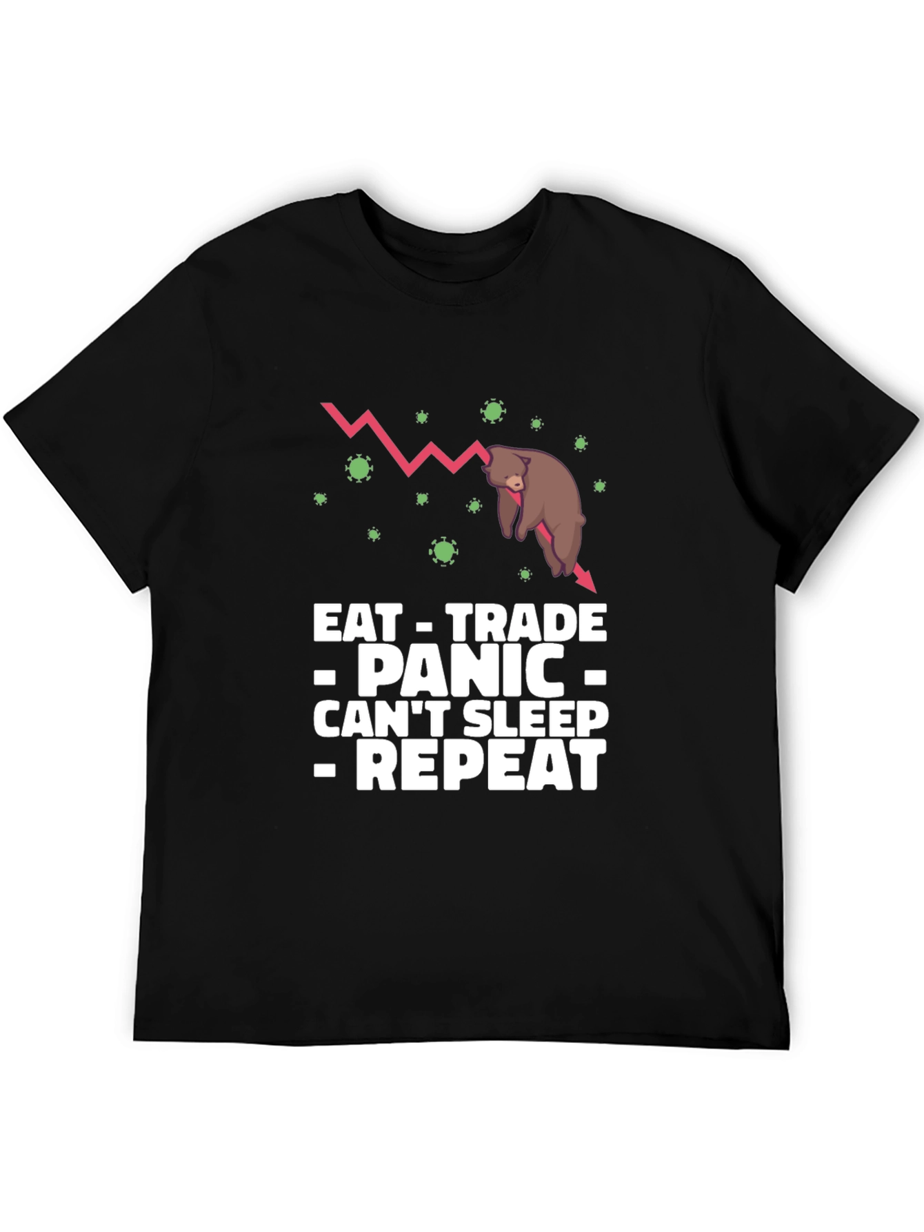 Eat Trade Panic Repeat Black Graphic T-Shirt