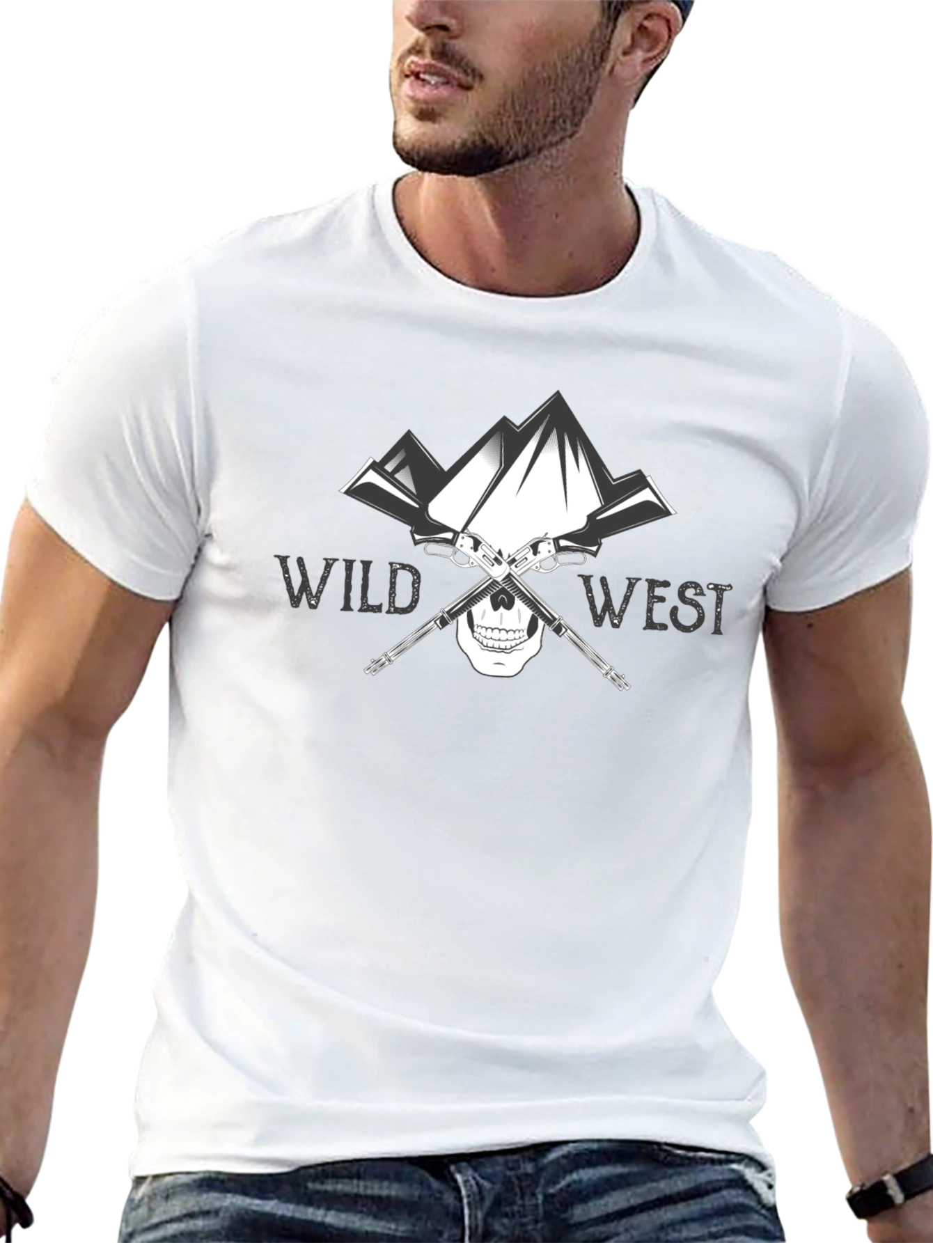 Wild West Skull & Guns Graphic T-Shirt