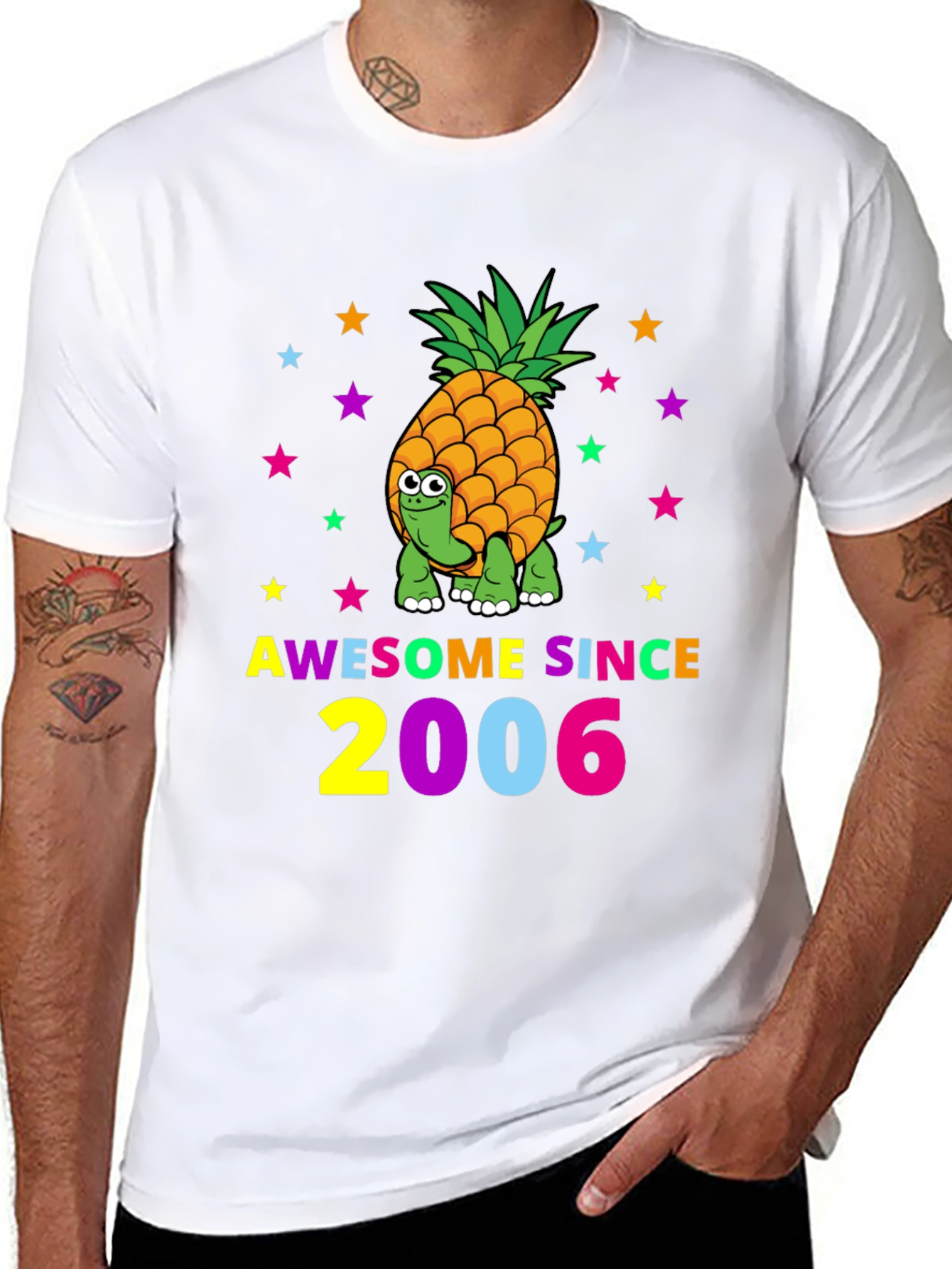 Awesome Since 2006 Pineapple Turtle Black T-Shirt