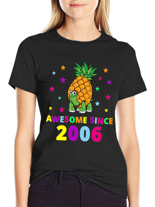 Awesome Since 2006 Pineapple Turtle Black T-Shirt