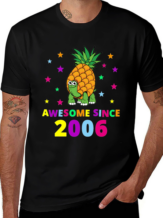 Awesome Since 2006 Pineapple Turtle Black T-Shirt