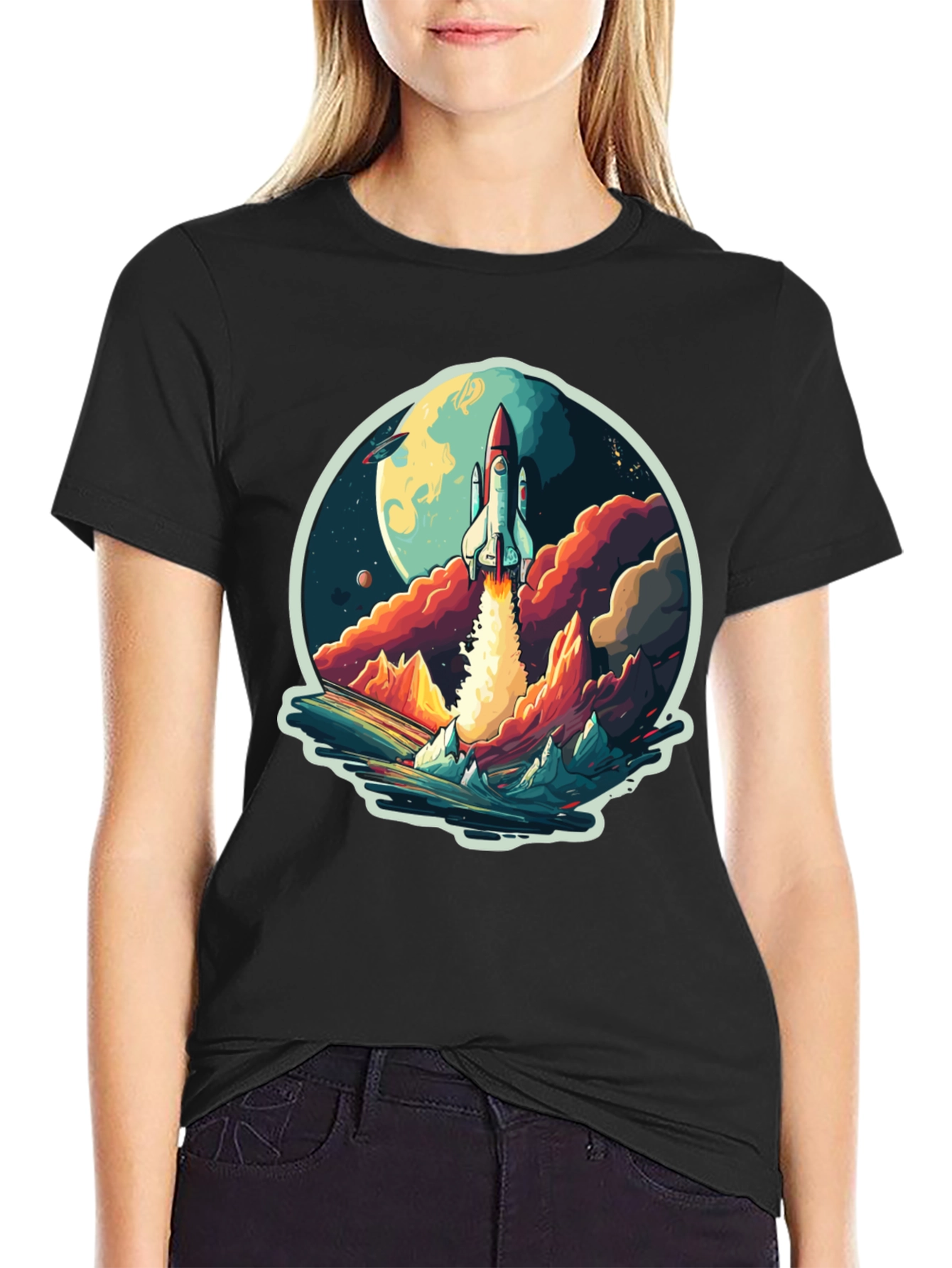 Rocket Launch Graphic T-Shirt - Space Adventure Tee
