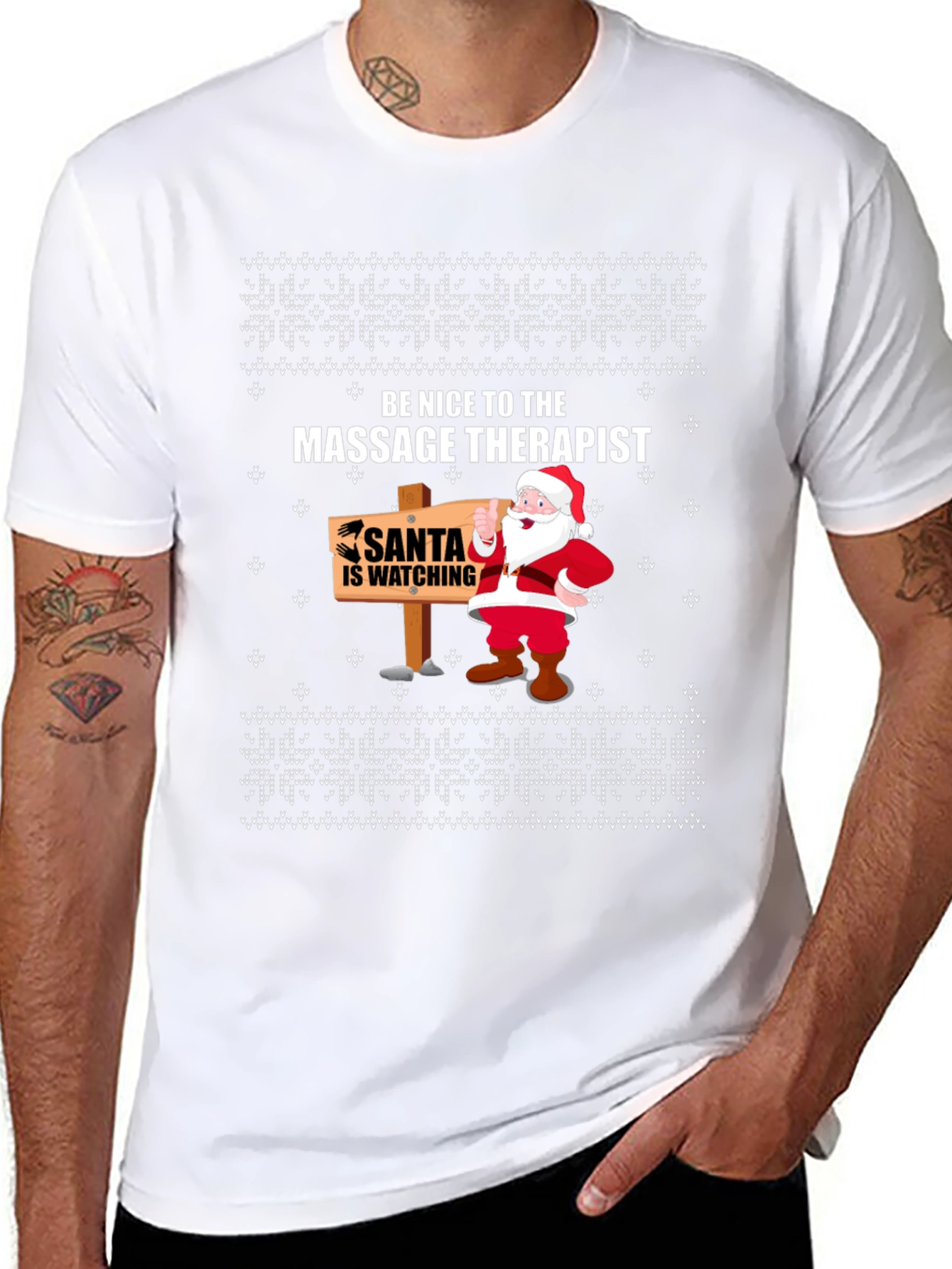 Massage Therapist Santa Ugly Christmas T-Shirt