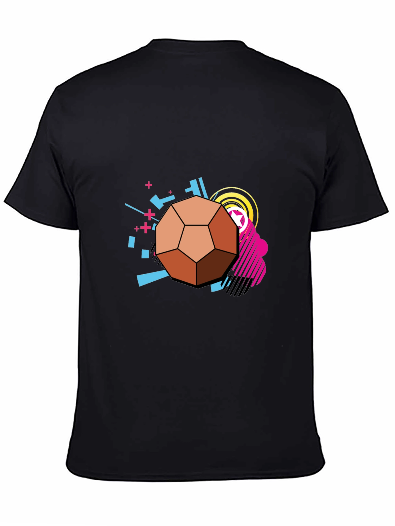Geometric Soccer Ball Graphic Tee - Black