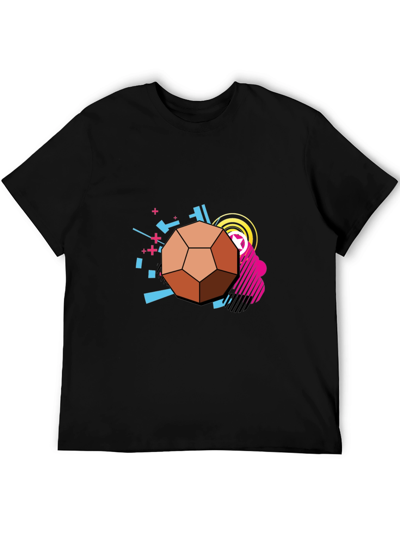 Geometric Soccer Ball Graphic Tee - Black
