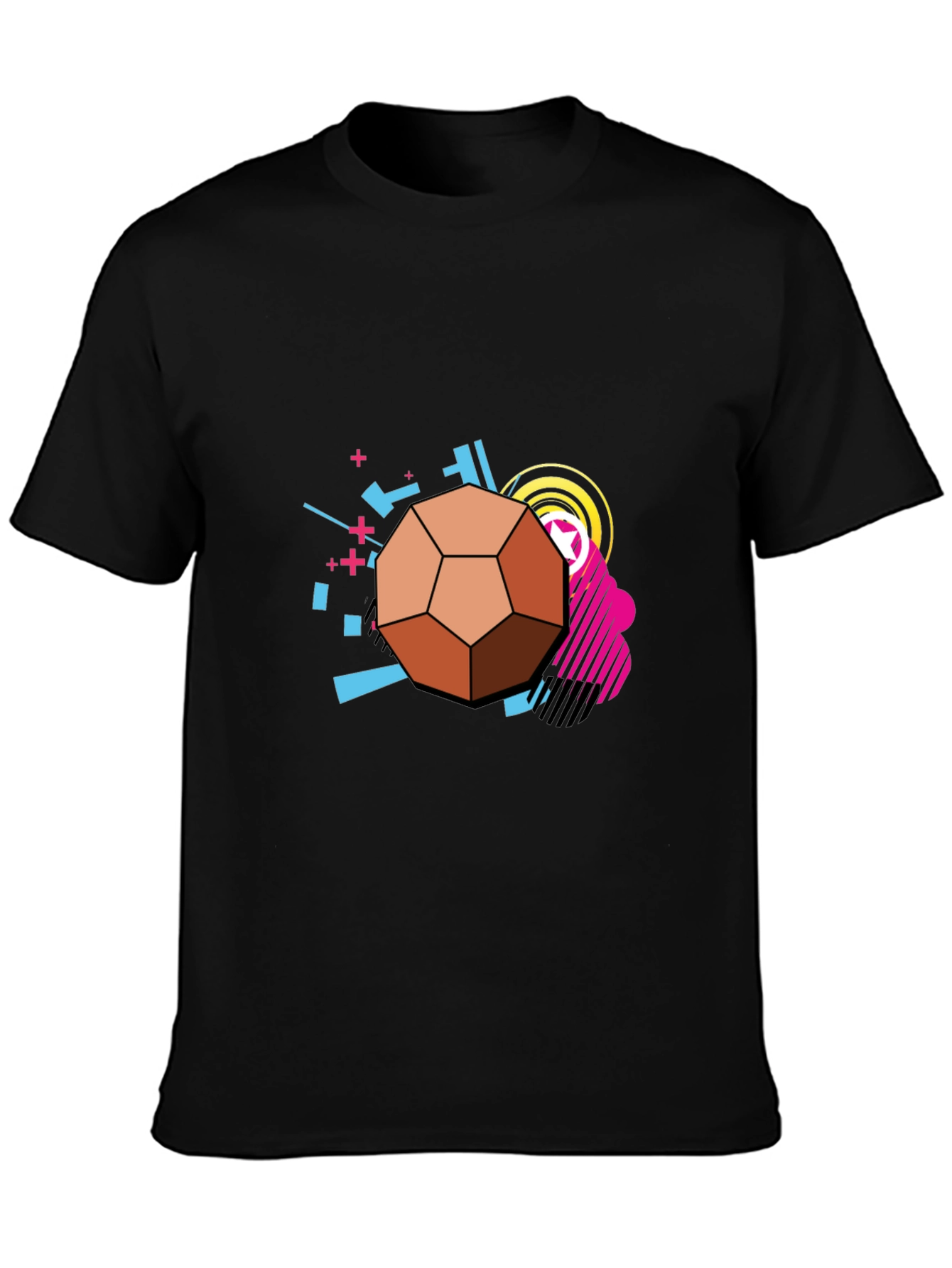 Geometric Soccer Ball Graphic Tee - Black