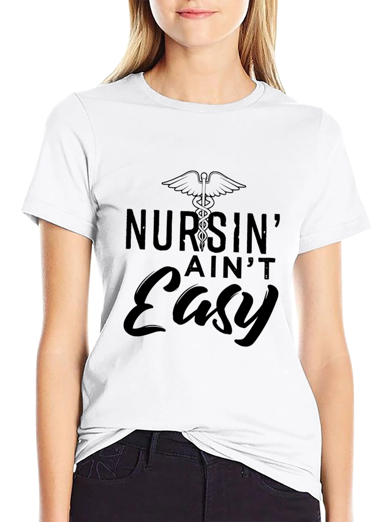 Nursin Aint Easy Black Graphic Tee