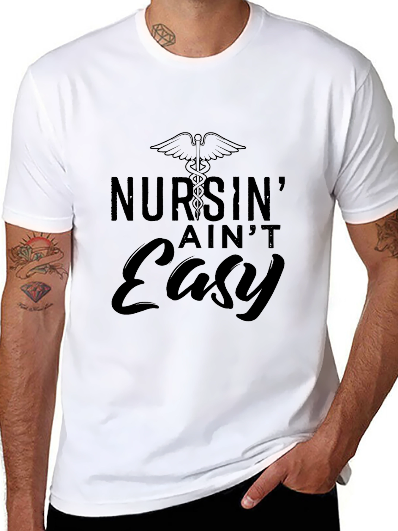 Nursin Aint Easy Black Graphic Tee