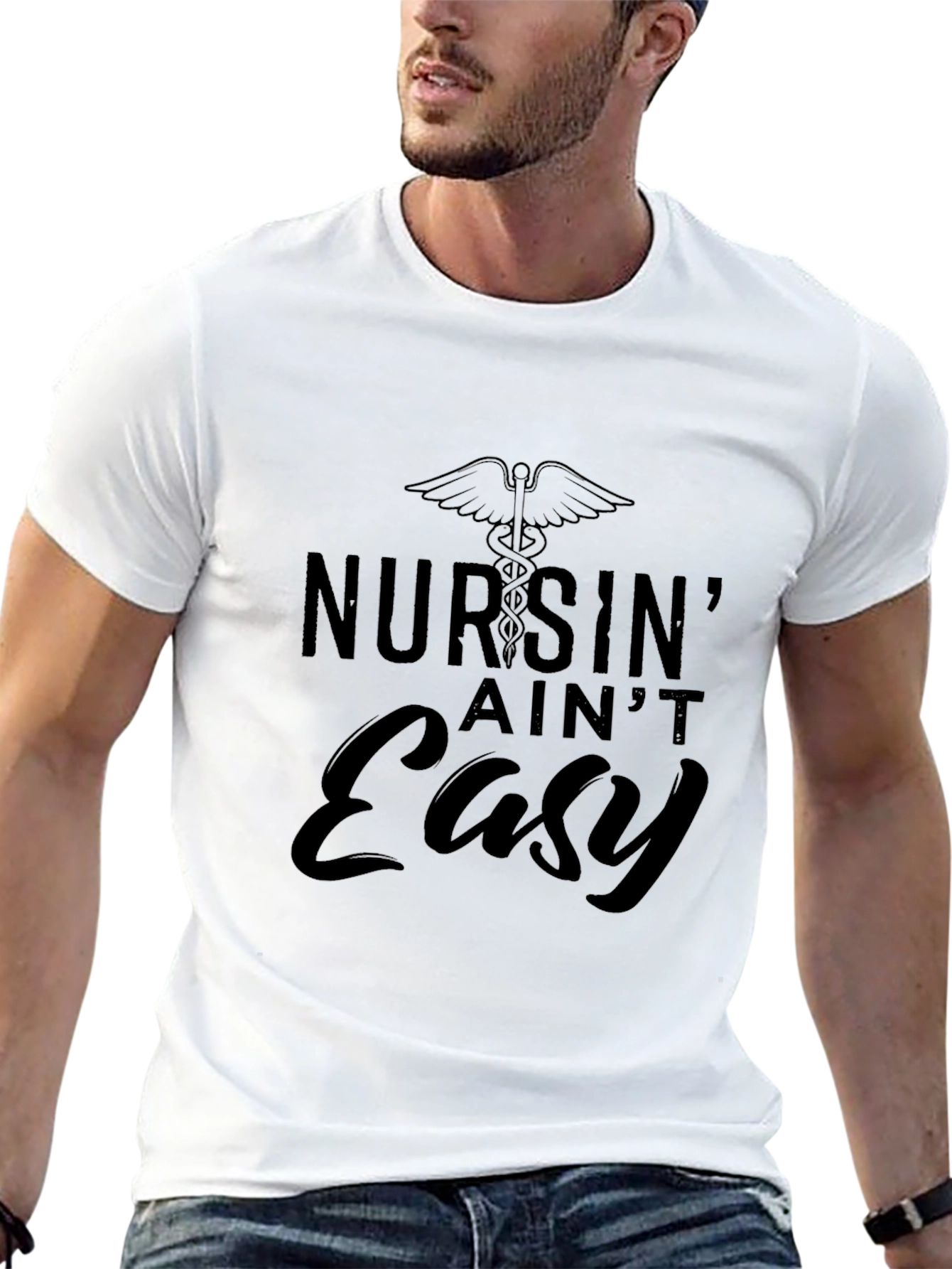 Nursin Aint Easy Black Graphic Tee