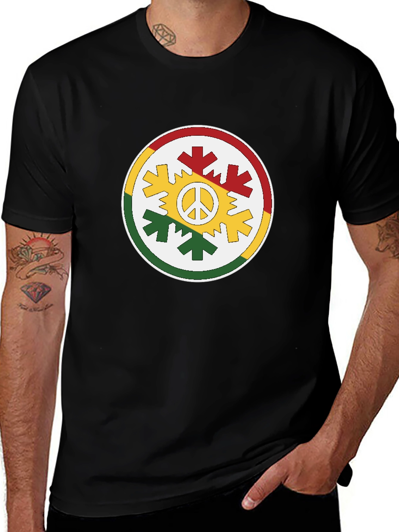 Rasta Peace Sign Graphic T-Shirt