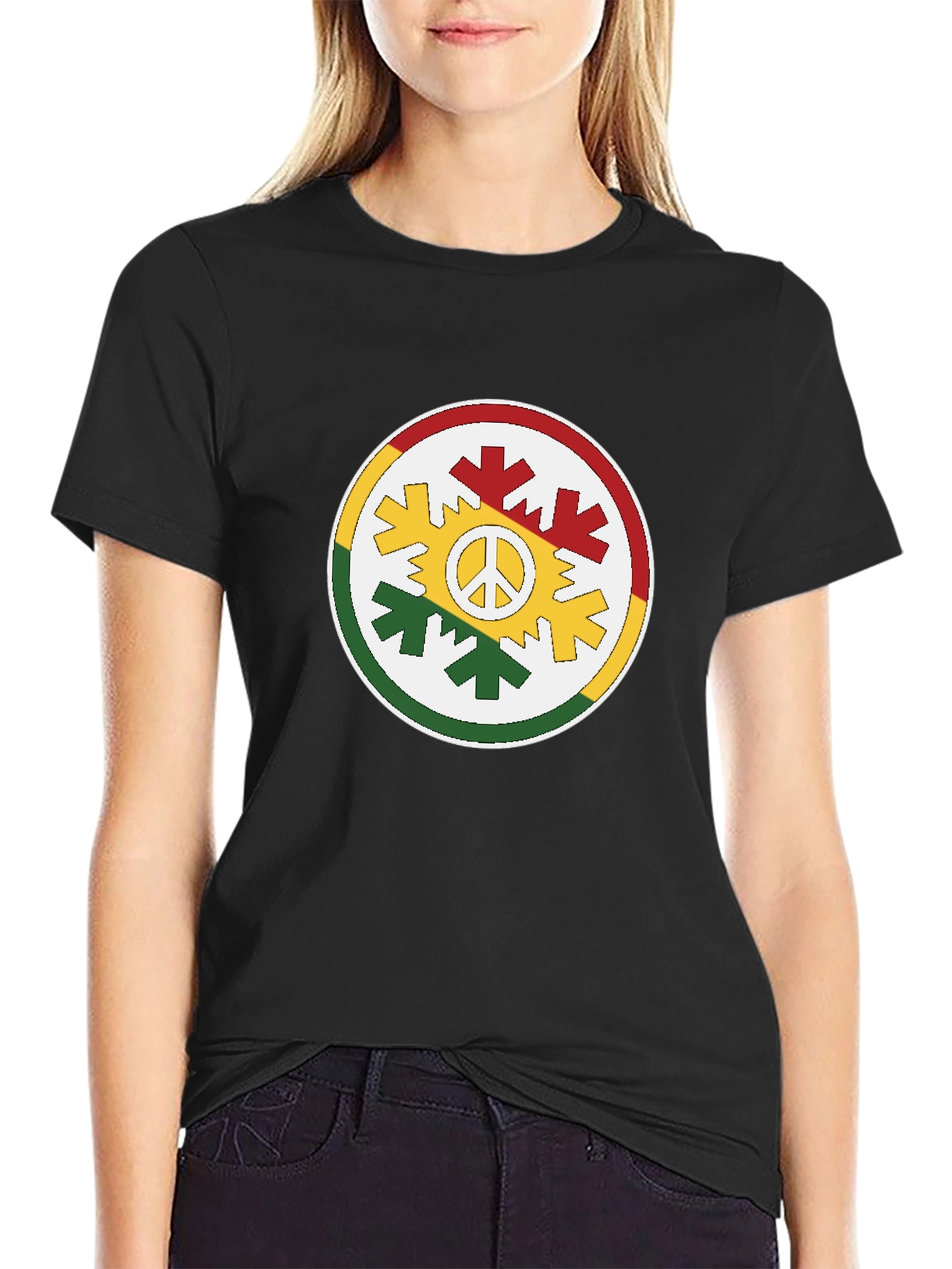 Rasta Peace Sign Graphic T-Shirt