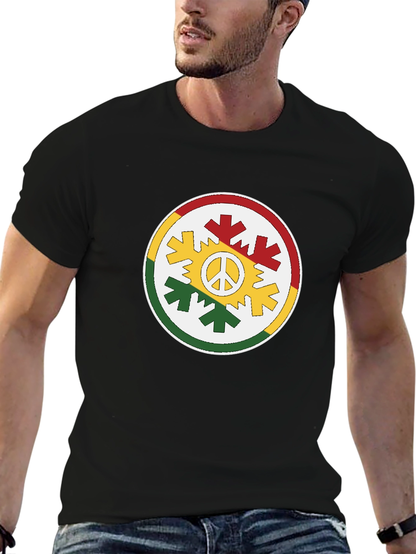 Rasta Peace Sign Graphic T-Shirt
