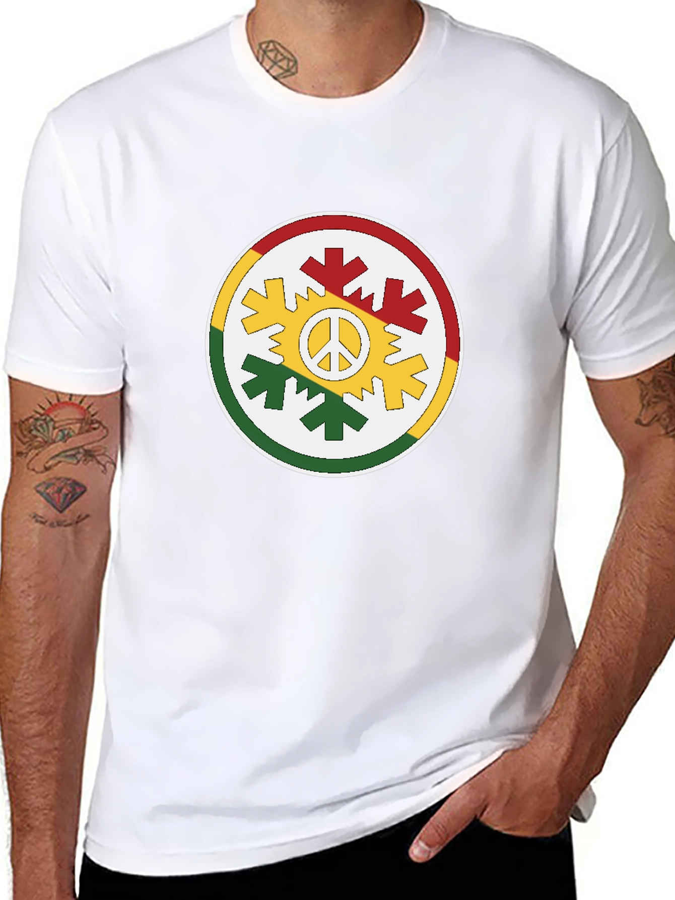 Rasta Peace Sign Graphic T-Shirt