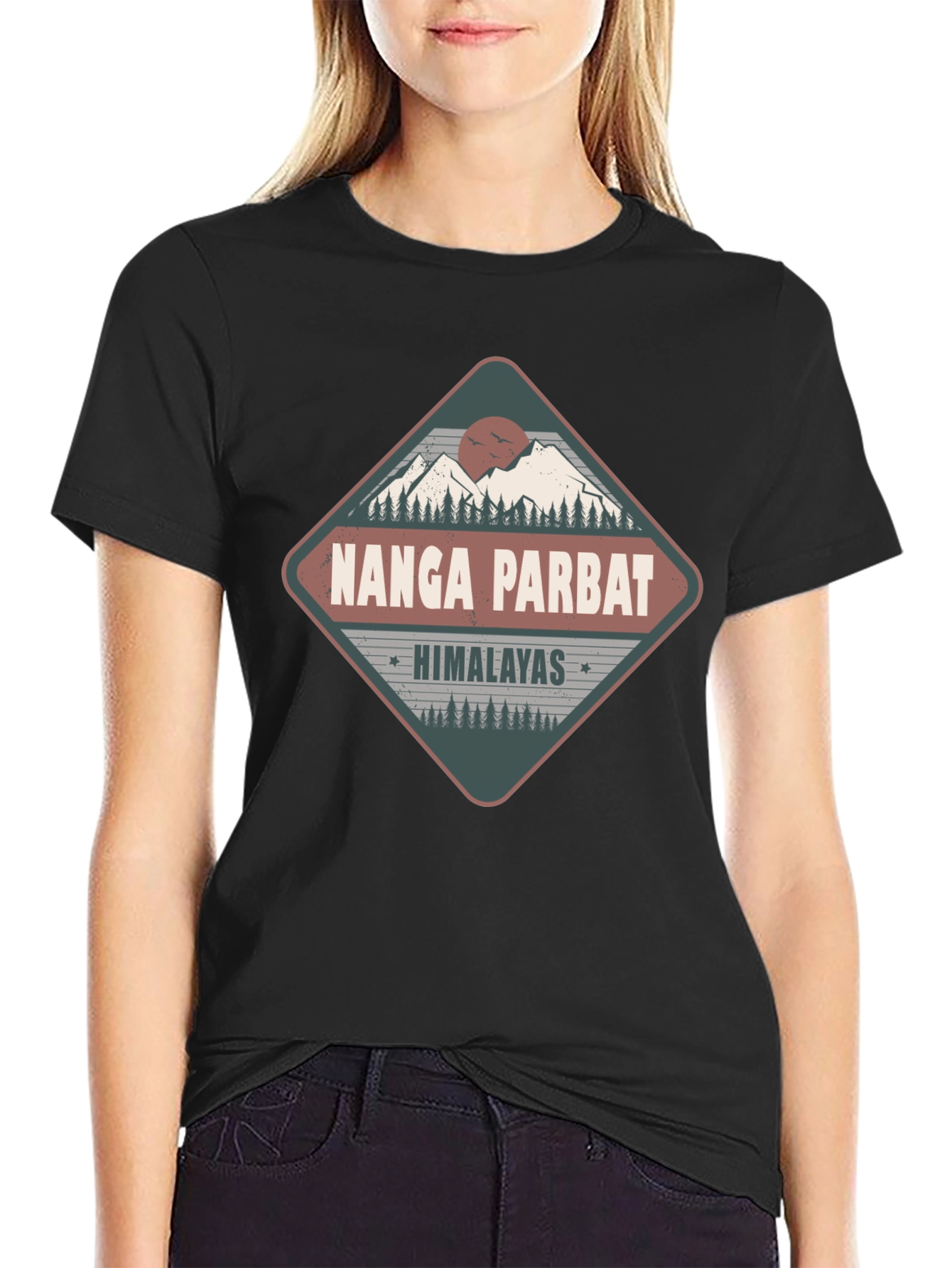 Nanga Parbat Himalayas Tee - Black Graphic T-Shirt