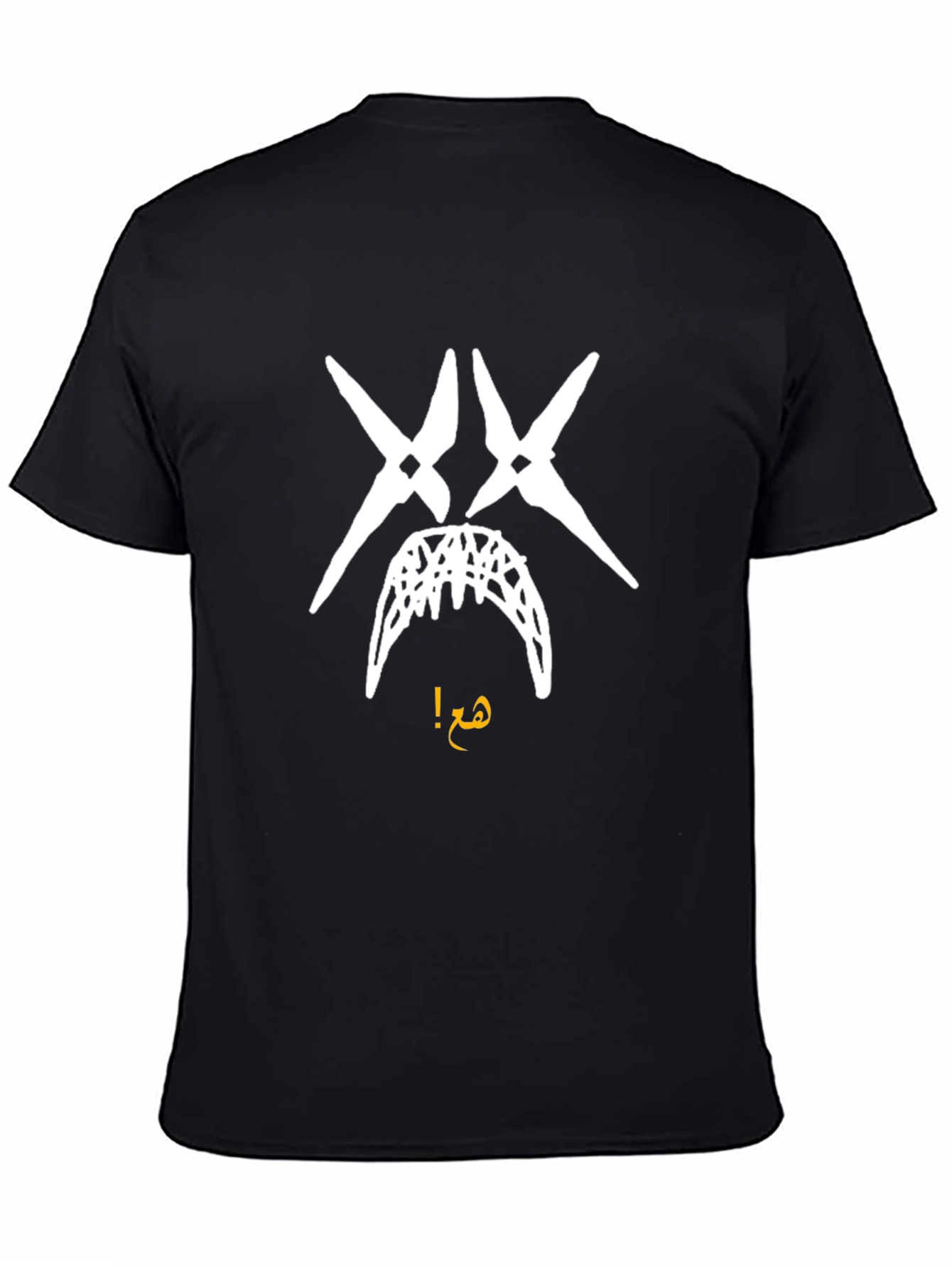 Edgy Graphic Tee - White Face Print on Black