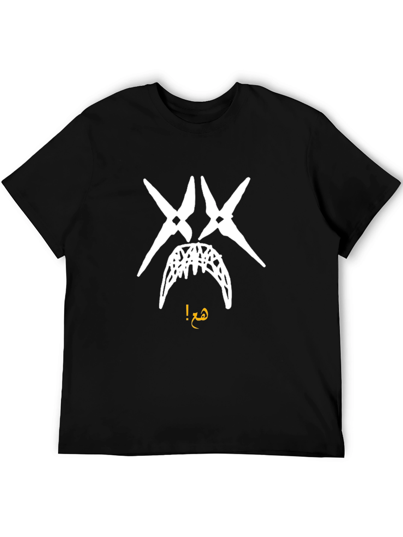 Edgy Graphic Tee - White Face Print on Black