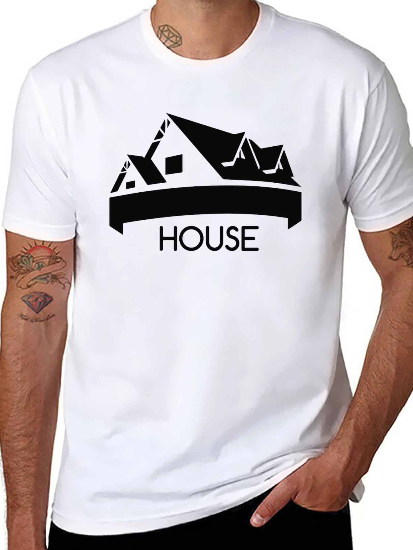 Mens Black T-Shirt - HOUSE Graphic Print Tee