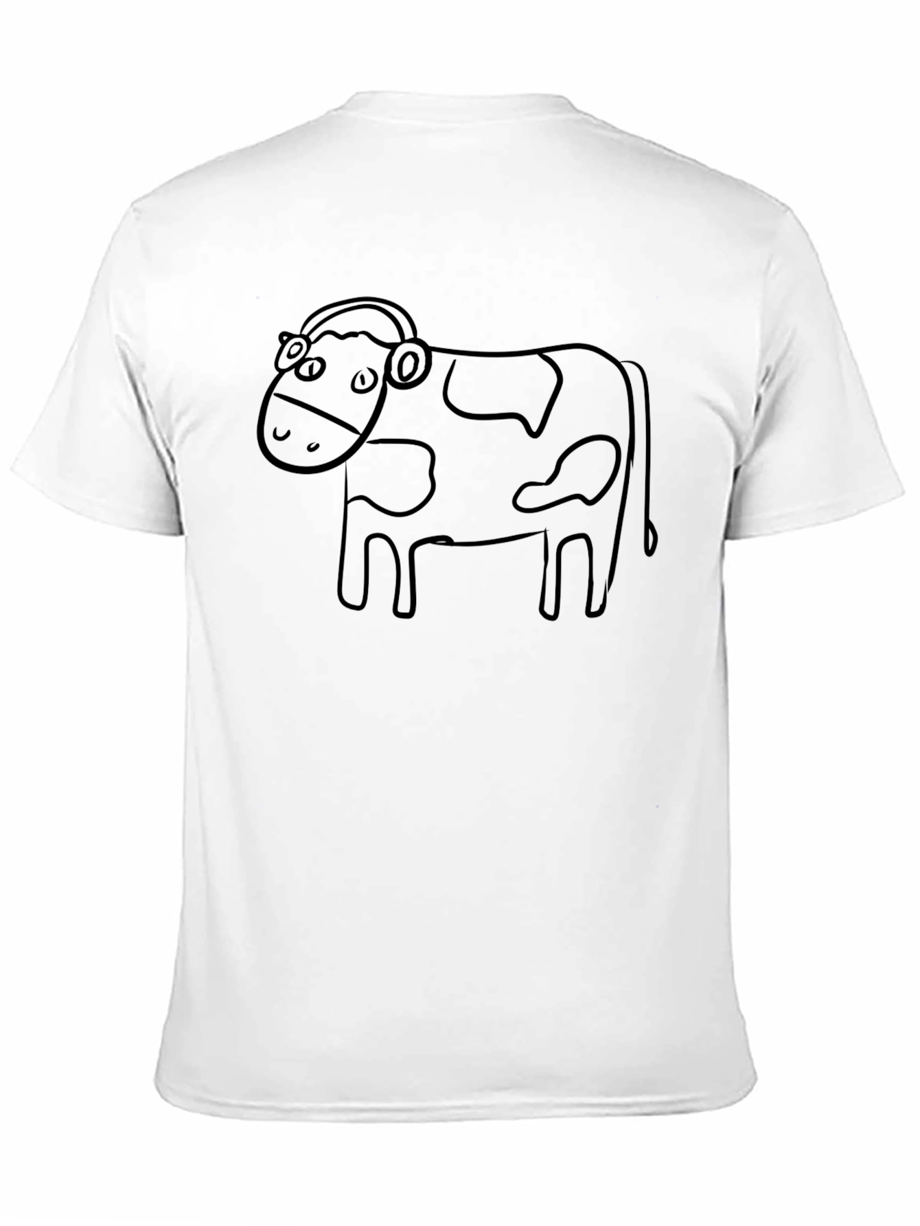 Cow with Headphones Graphic Tee - Unisex Black T-Shirt