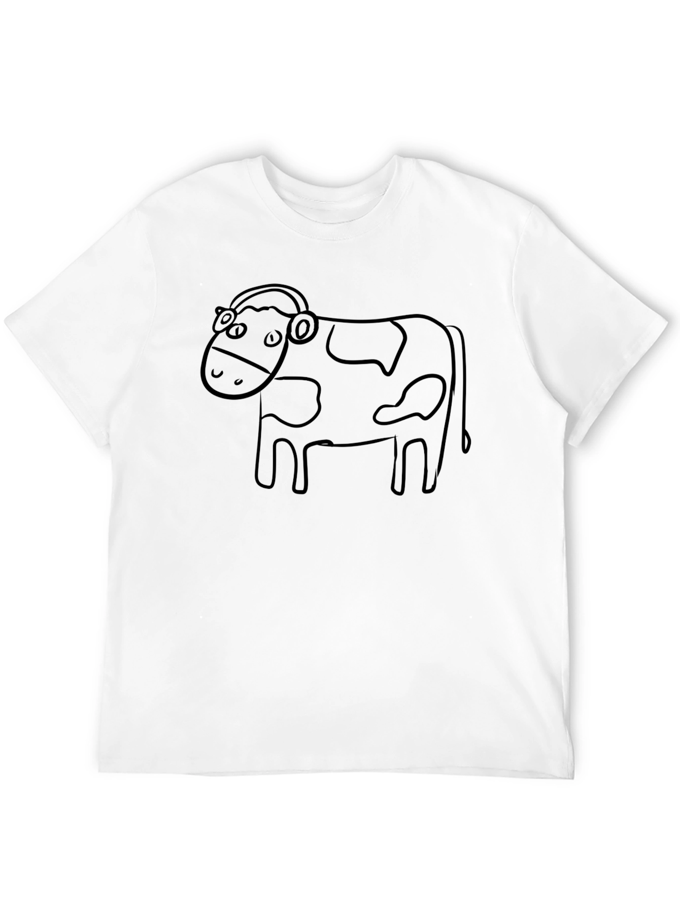 Cow with Headphones Graphic Tee - Unisex Black T-Shirt