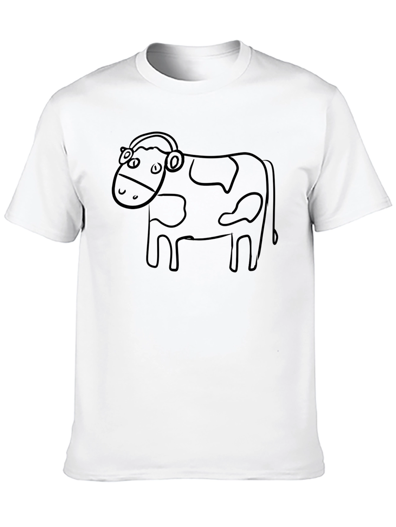Cow with Headphones Graphic Tee - Unisex Black T-Shirt