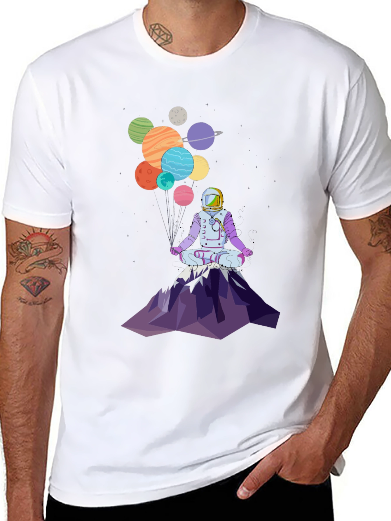 Astronaut Meditating on Mountain T-Shirt