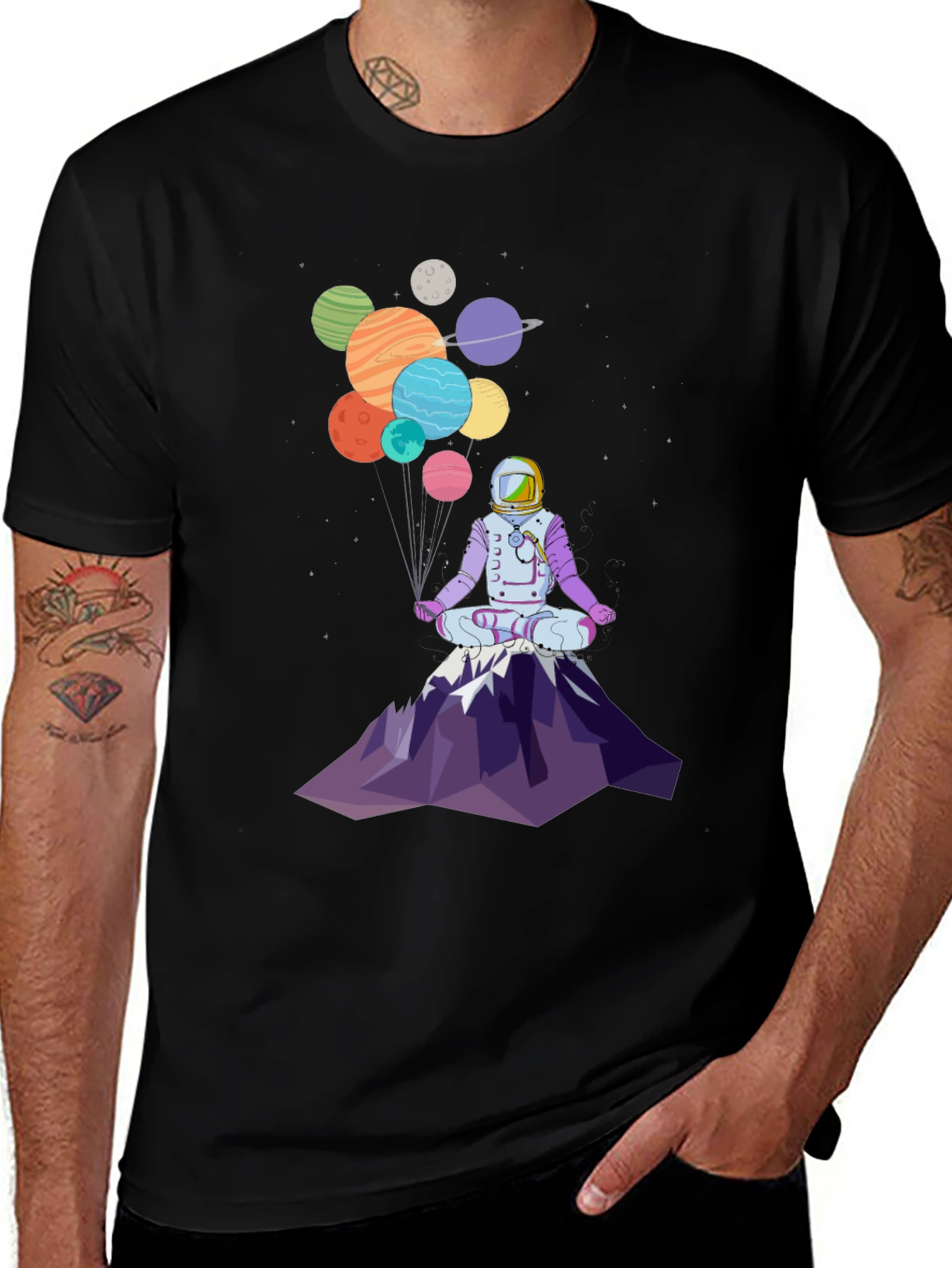 Astronaut Meditating on Mountain T-Shirt