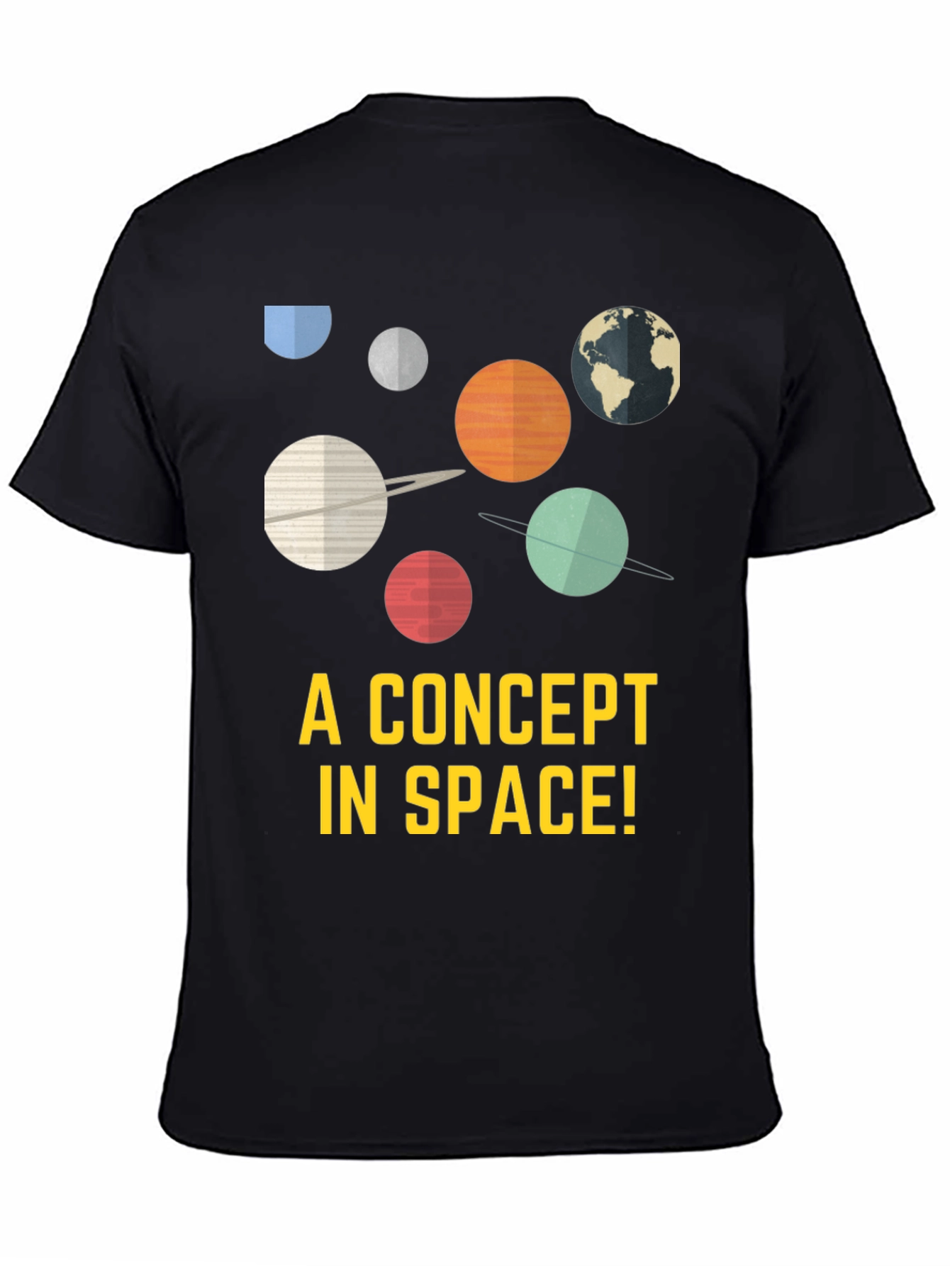 Space Concept Graphic Tee - Black Cotton Blend