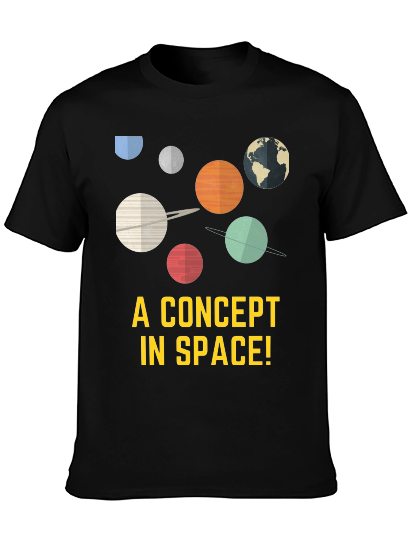 Space Concept Graphic Tee - Black Cotton Blend