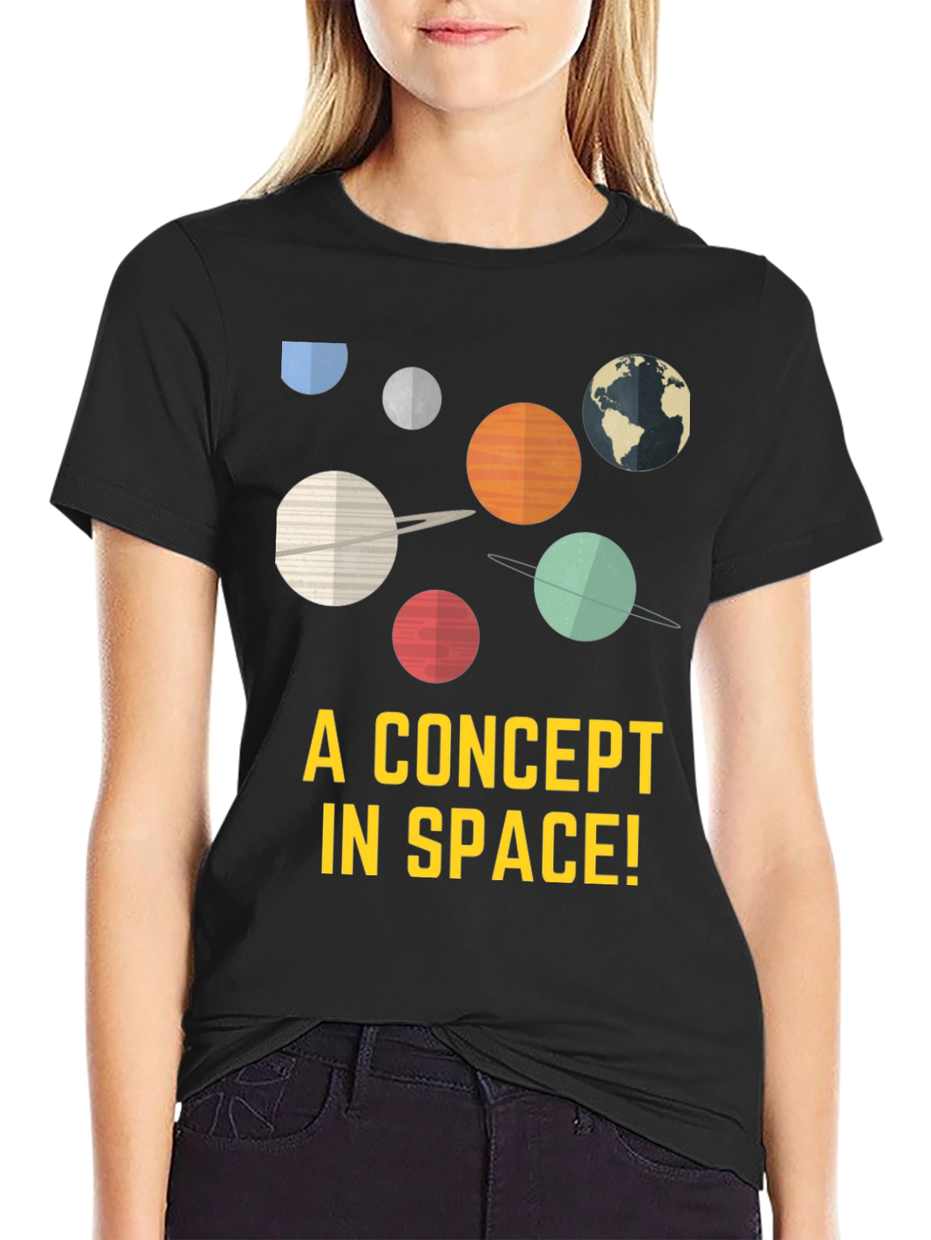 Space Concept Graphic Tee - Black Cotton Blend