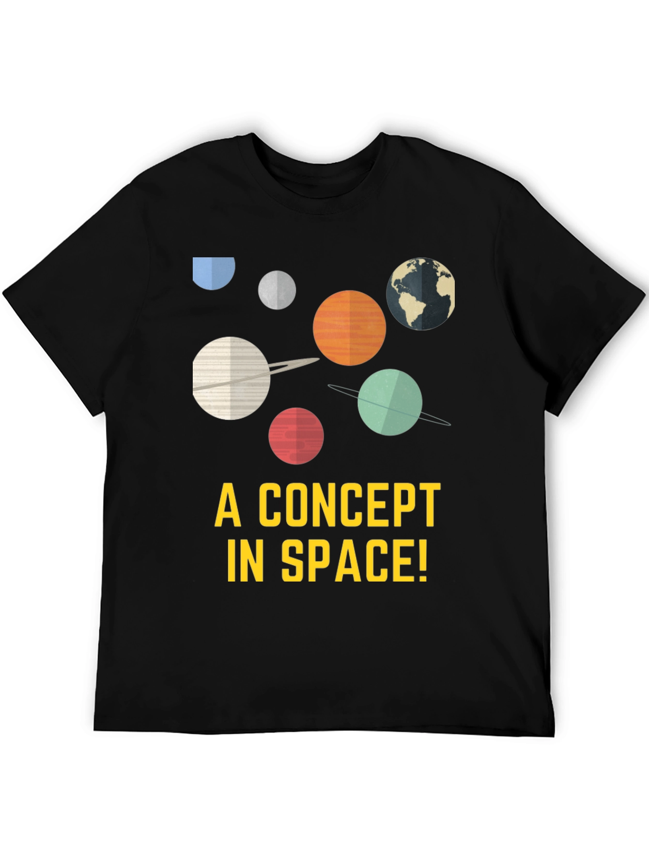 Space Concept Graphic Tee - Black Cotton Blend