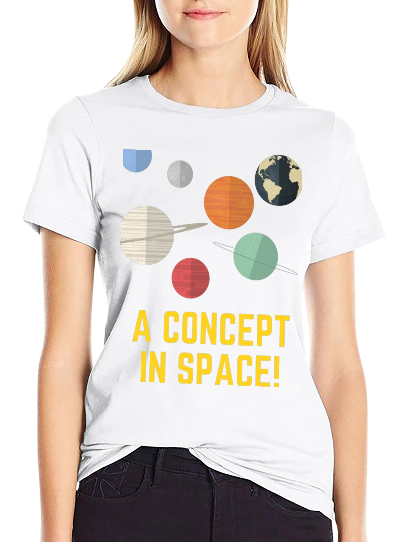 Space Concept Graphic Tee - Black Cotton Blend