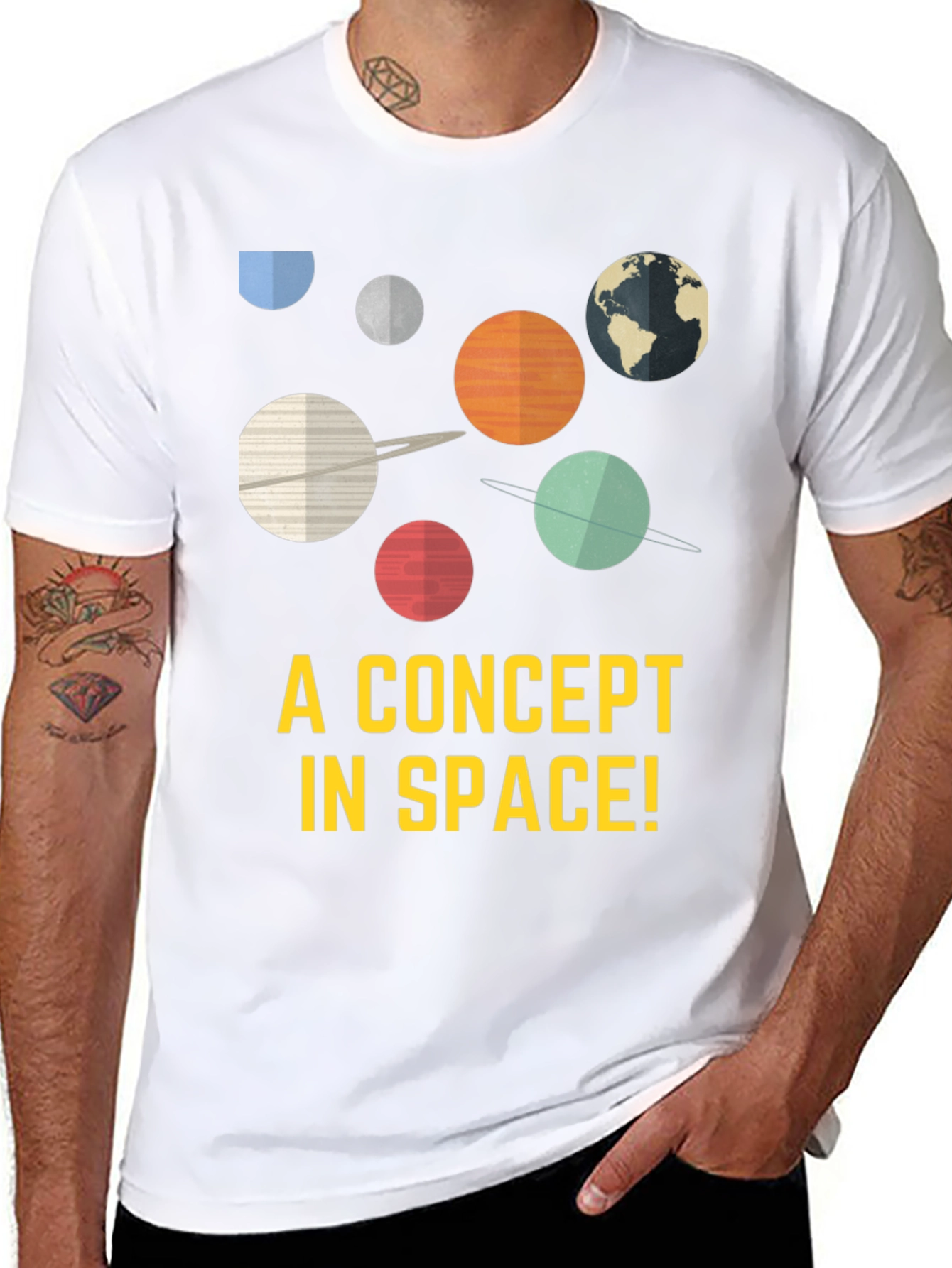 Space Concept Graphic Tee - Black Cotton Blend