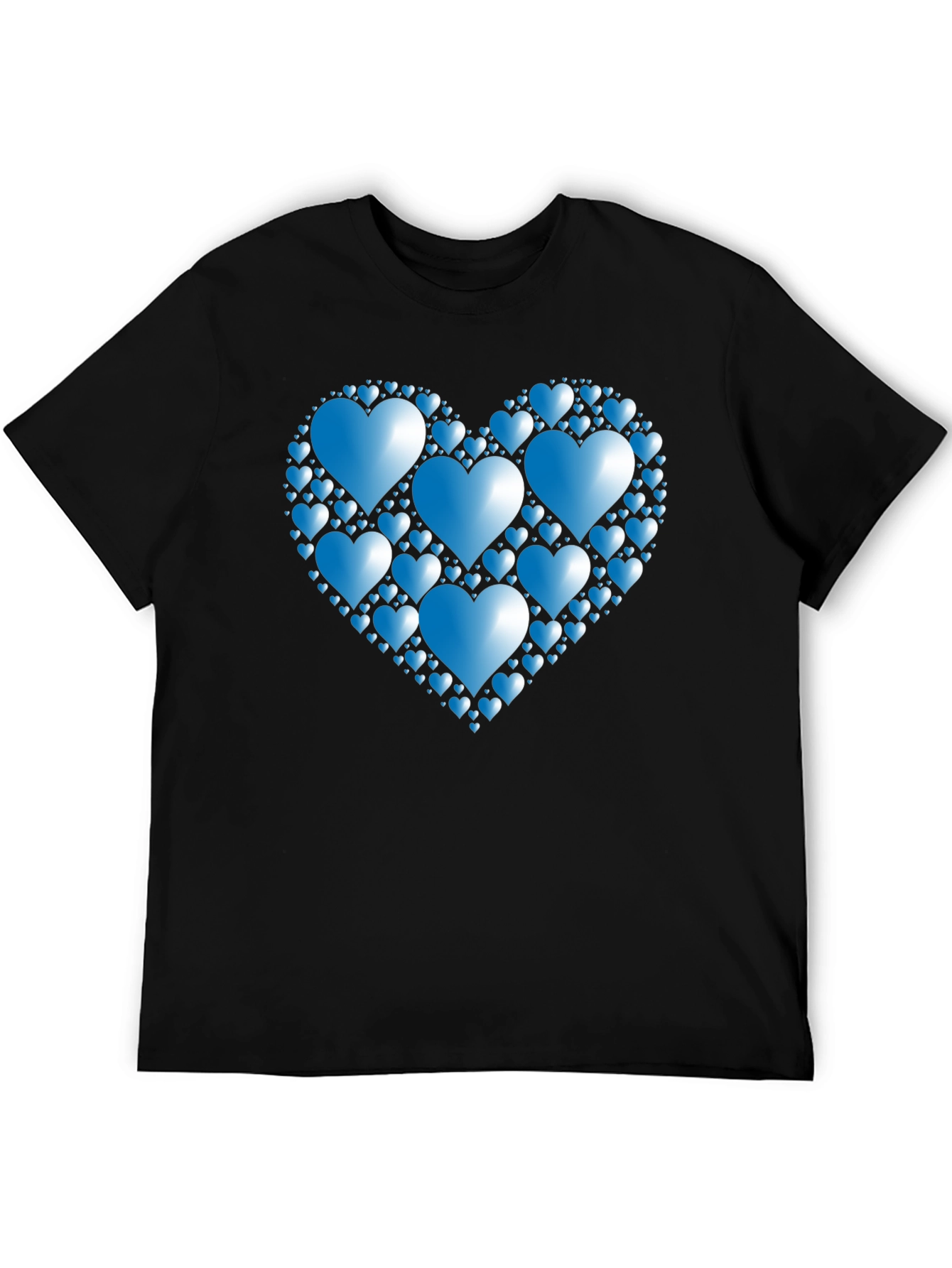 Heart Pattern T-Shirt - Black Romantic Design